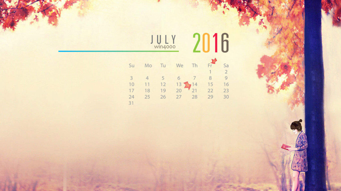 2016年7月日历图片