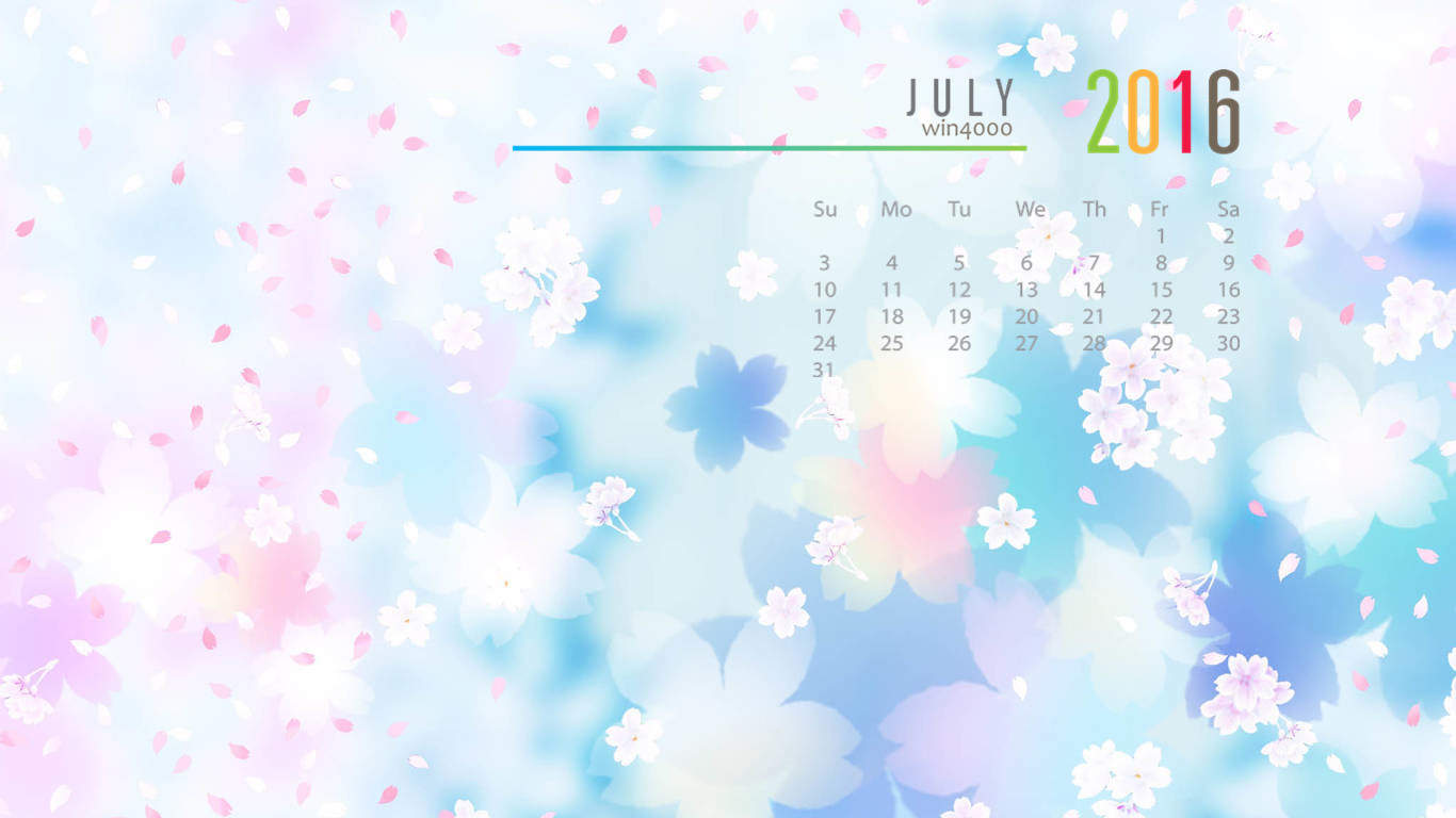 2016年7月日历图片