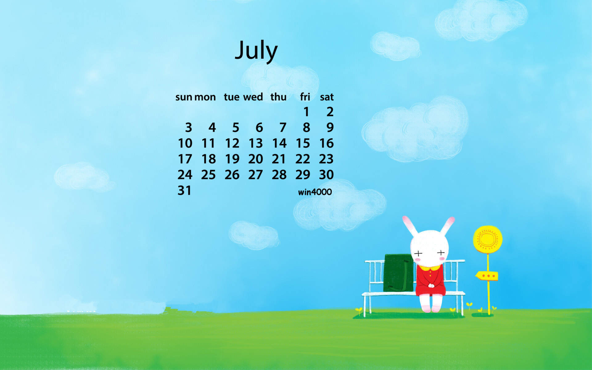 2016年7月日历图片