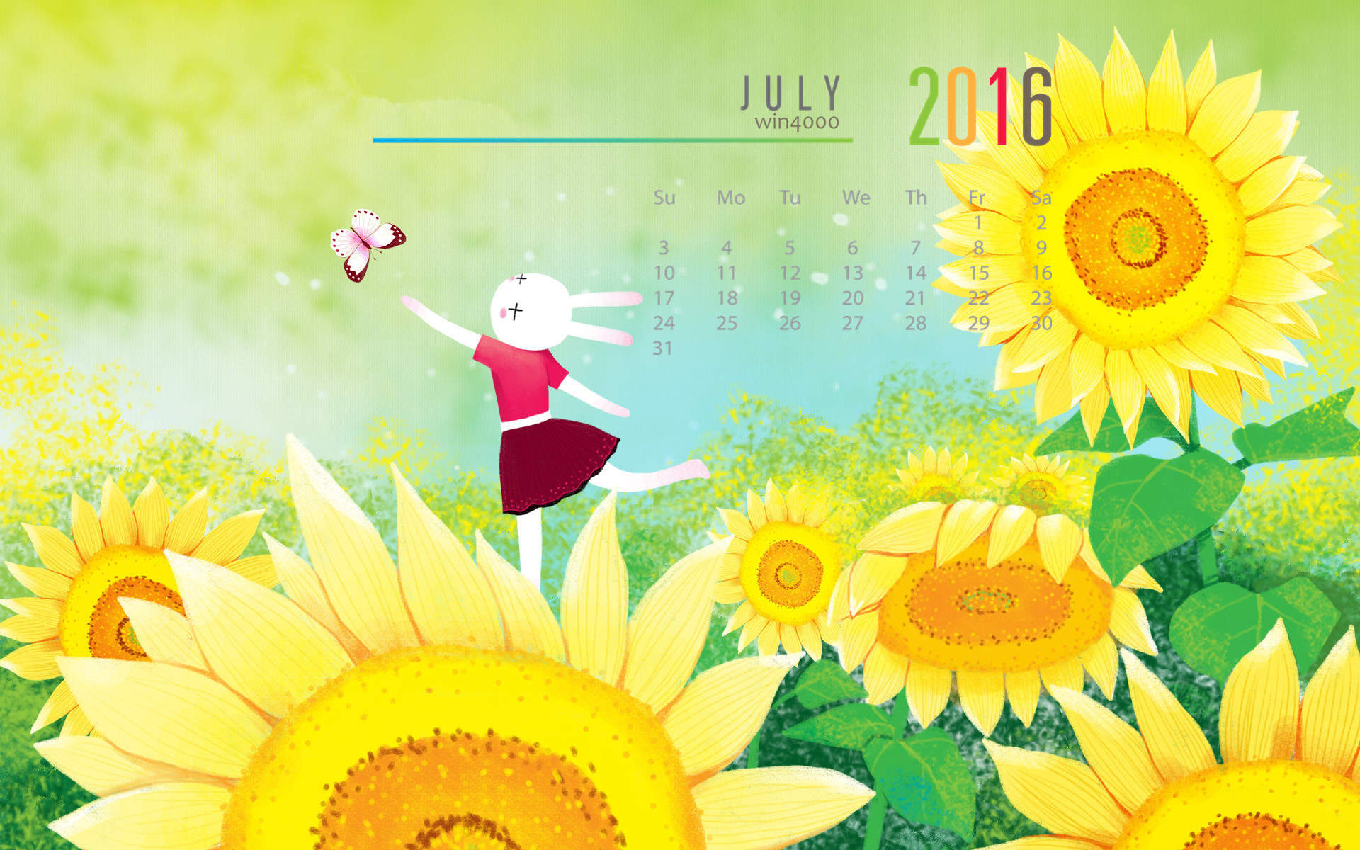 2016年7月日历图片