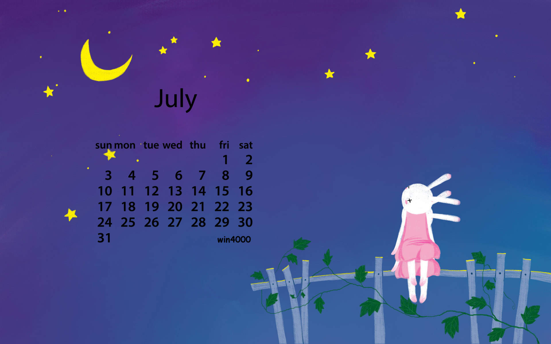 2016年7月日历图片