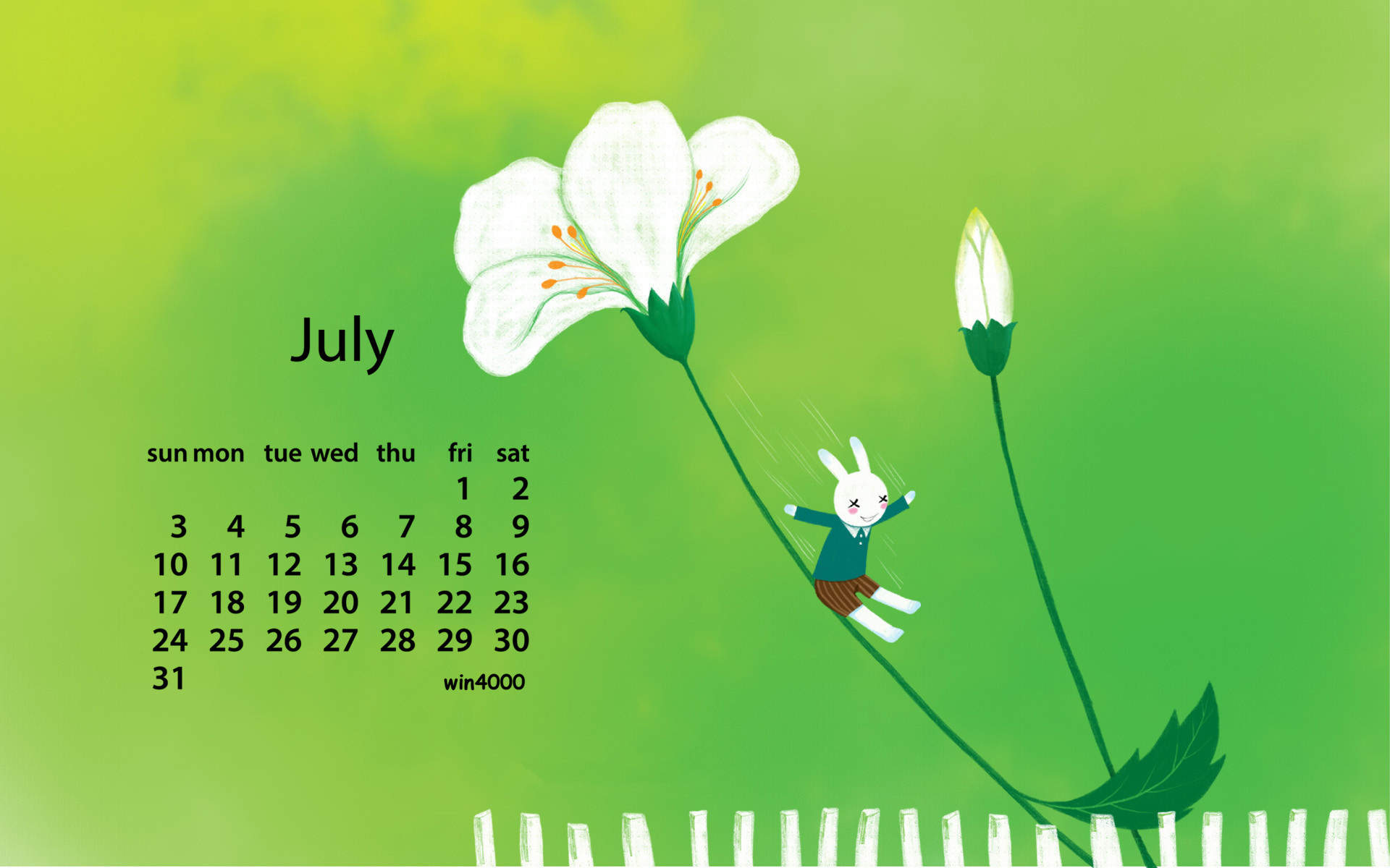 2016年7月日历图片