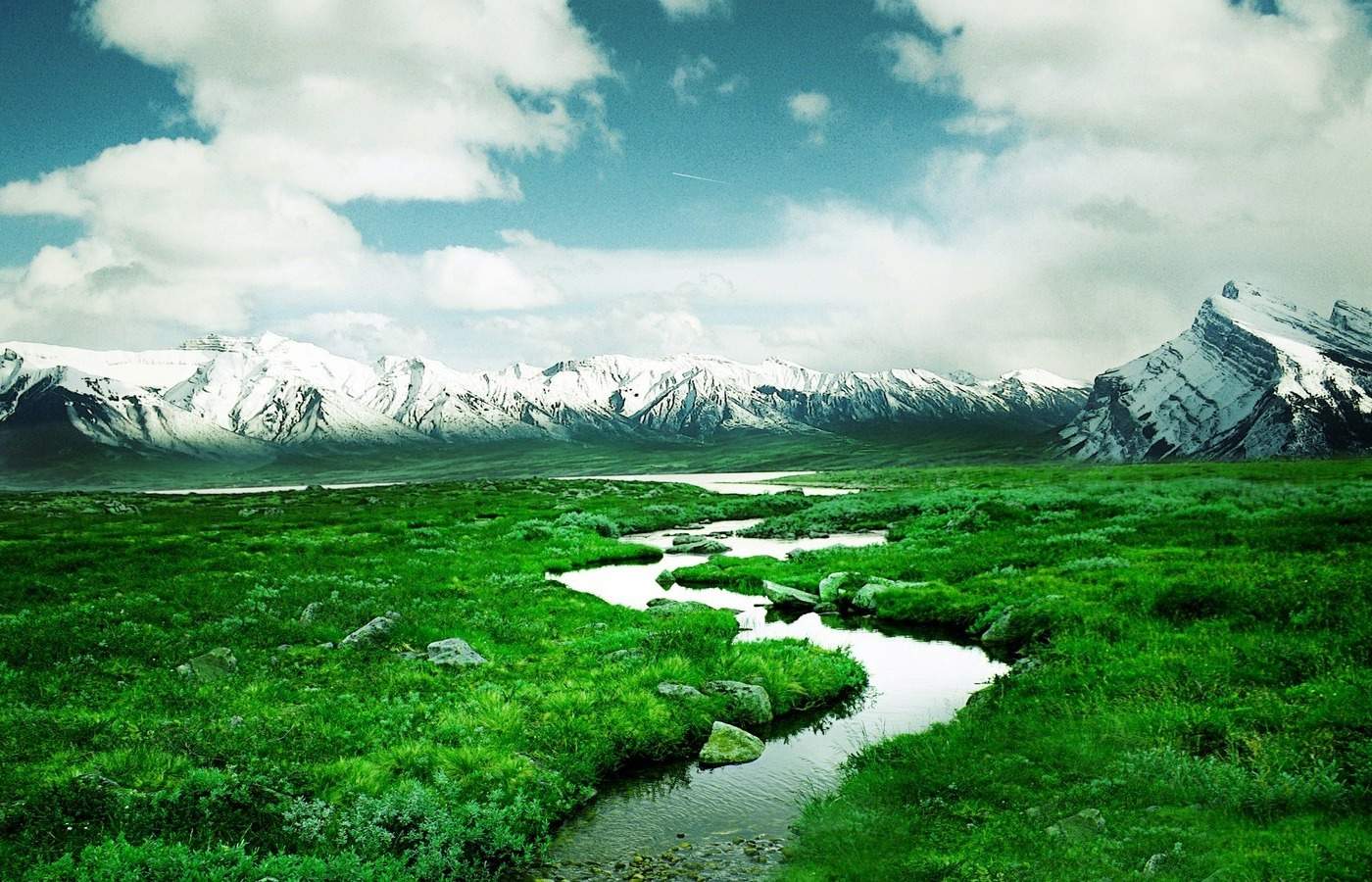 高清绿色草地蓝色天空壁纸下载图片