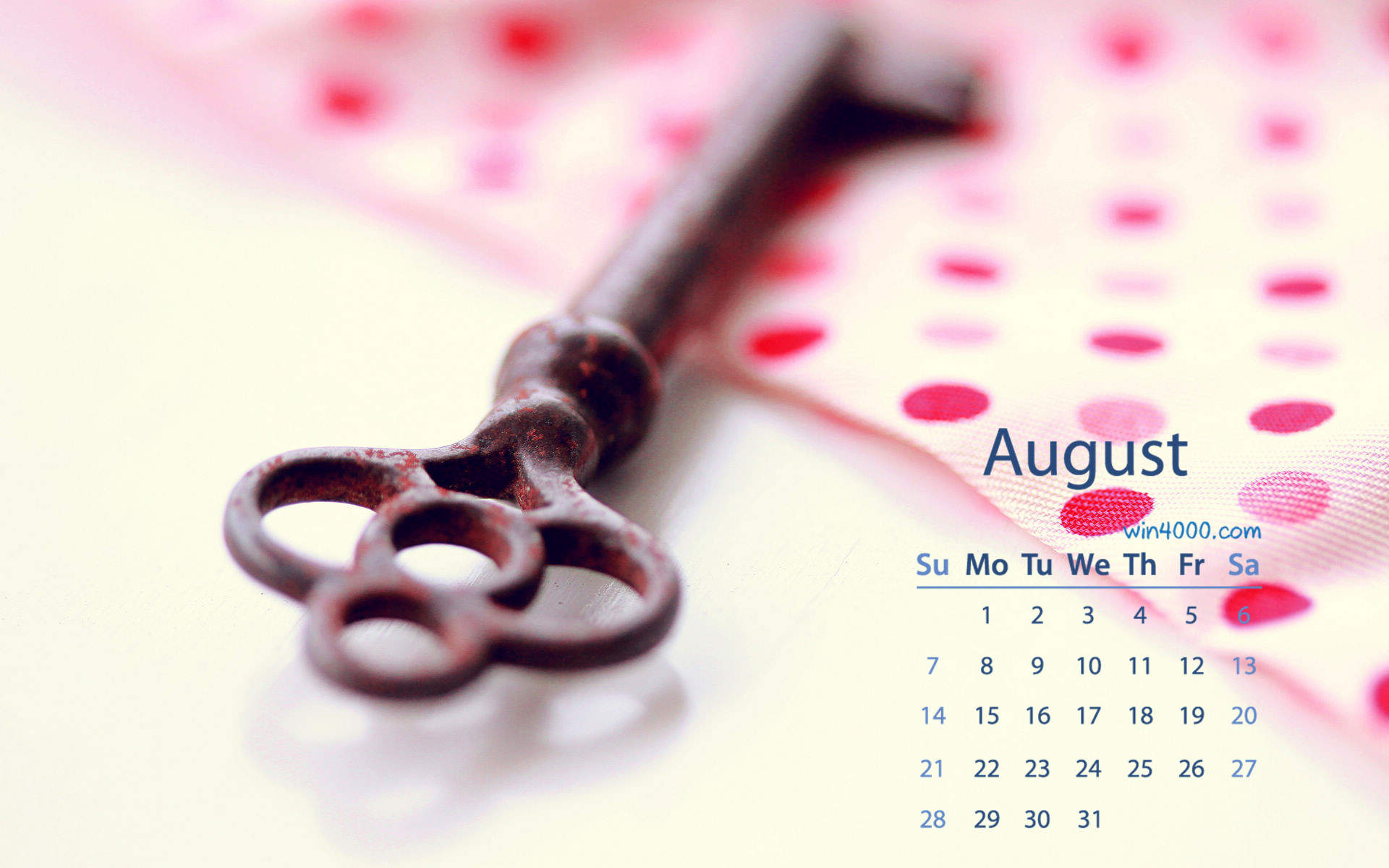 2016年8月日历图片