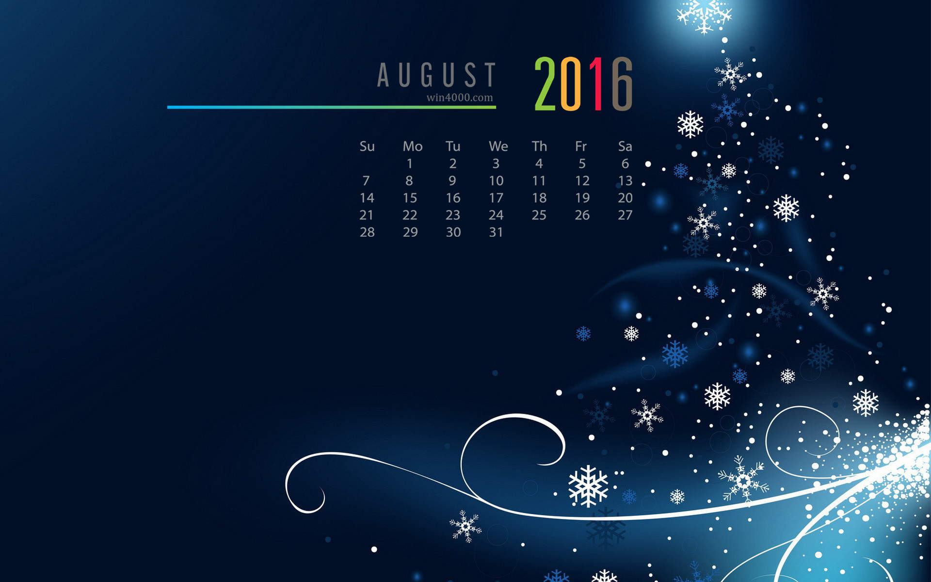 2016年8月日历图片