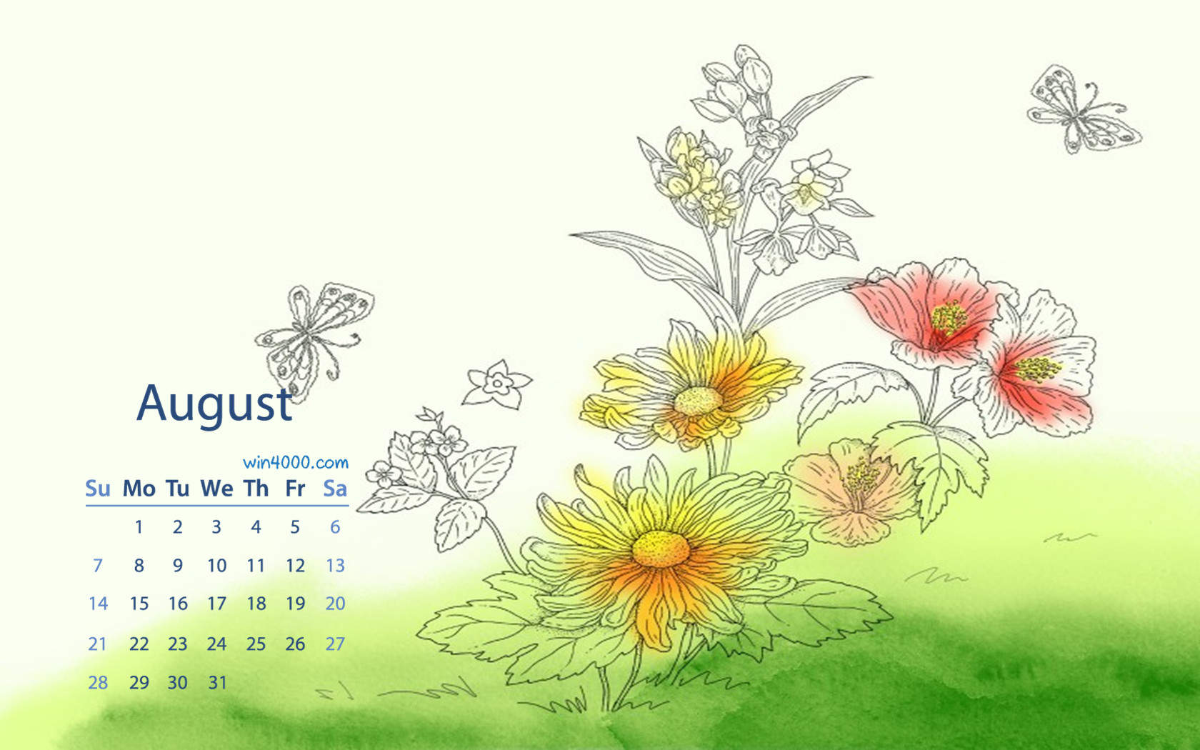 2016年8月日历图片