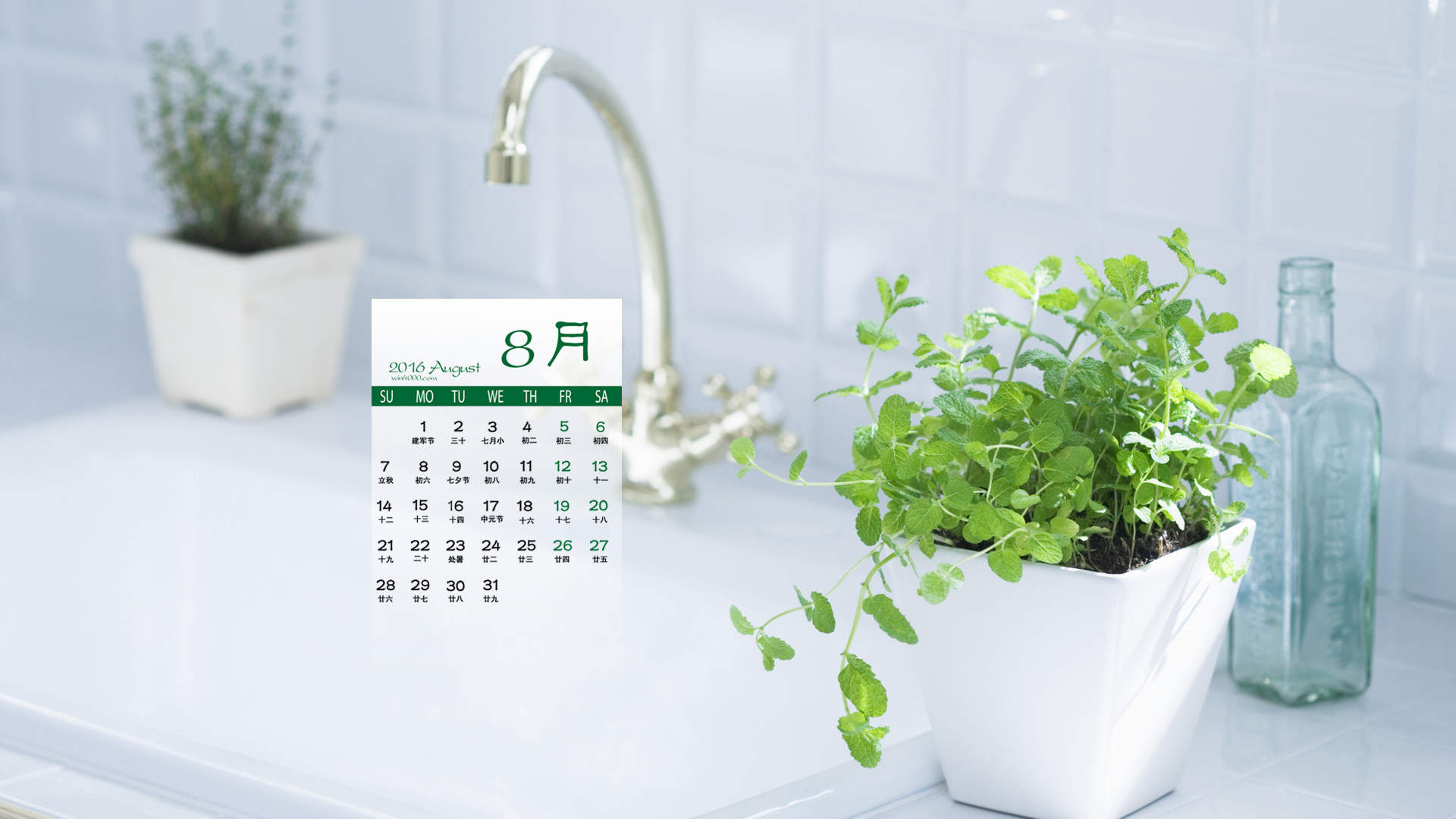 2016年8月日历图片