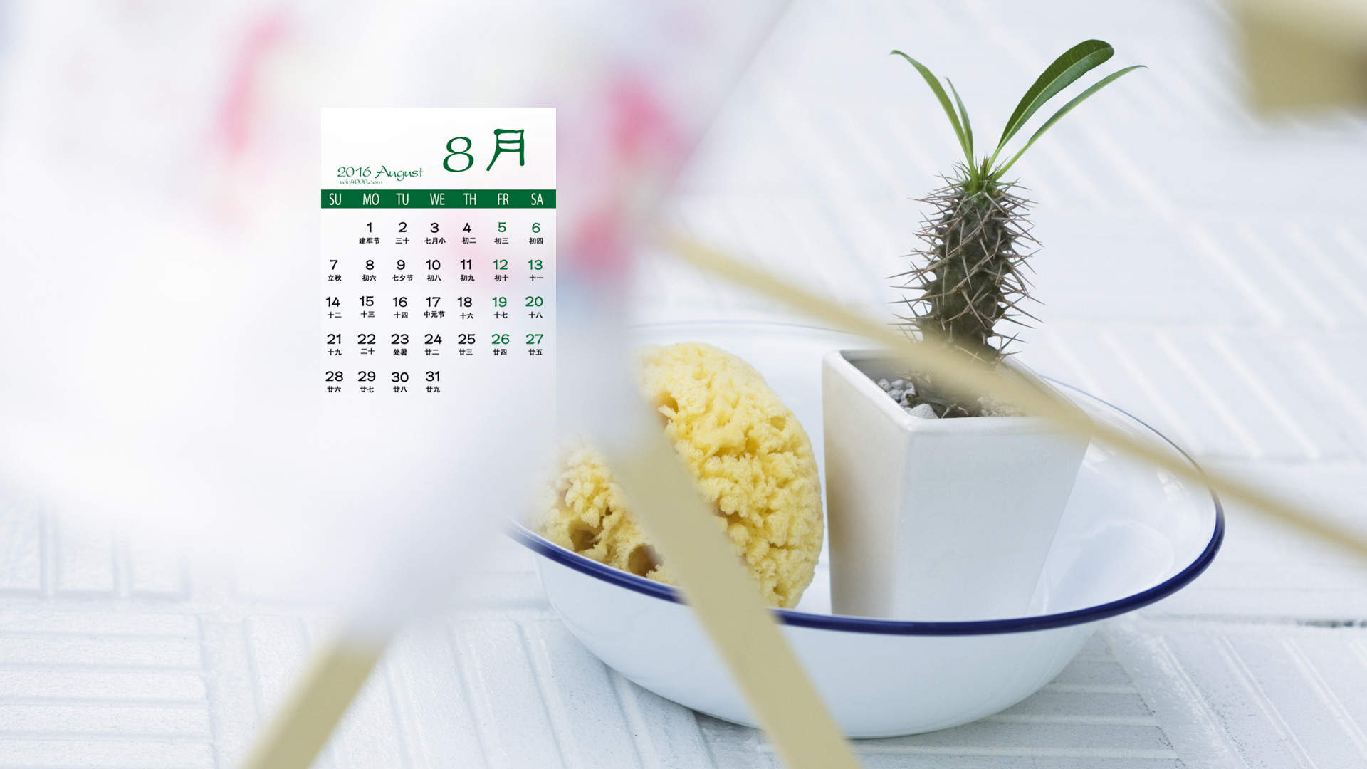 2016年8月日历图片