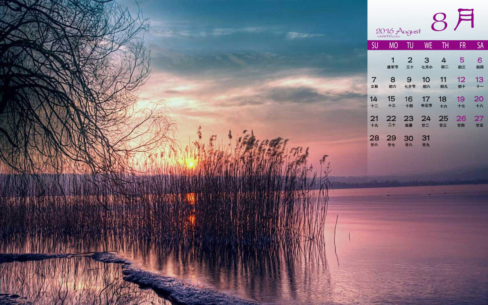 2016年8月日历图片