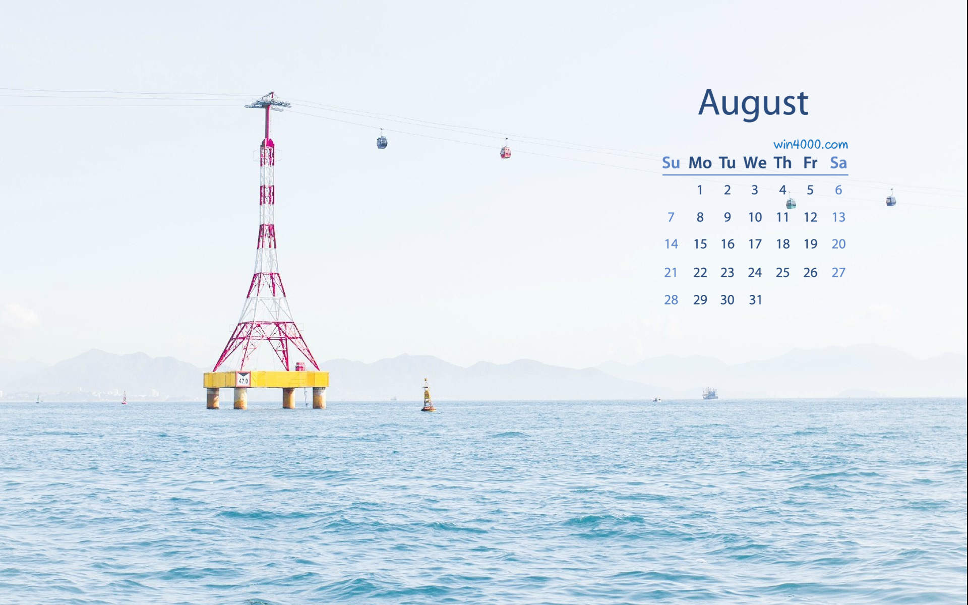 2016年8月日历图片