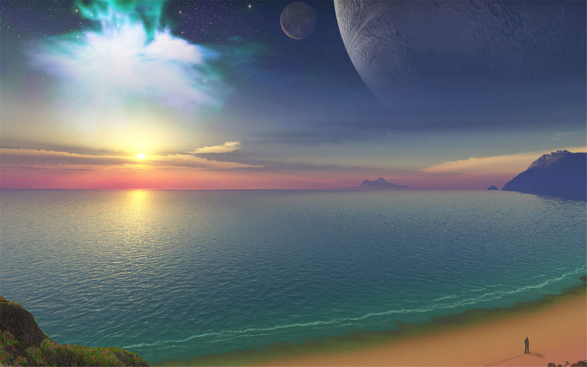 最新最流行养眼月球星空背景创意摄影唯美高清桌面壁纸图片（二）图片