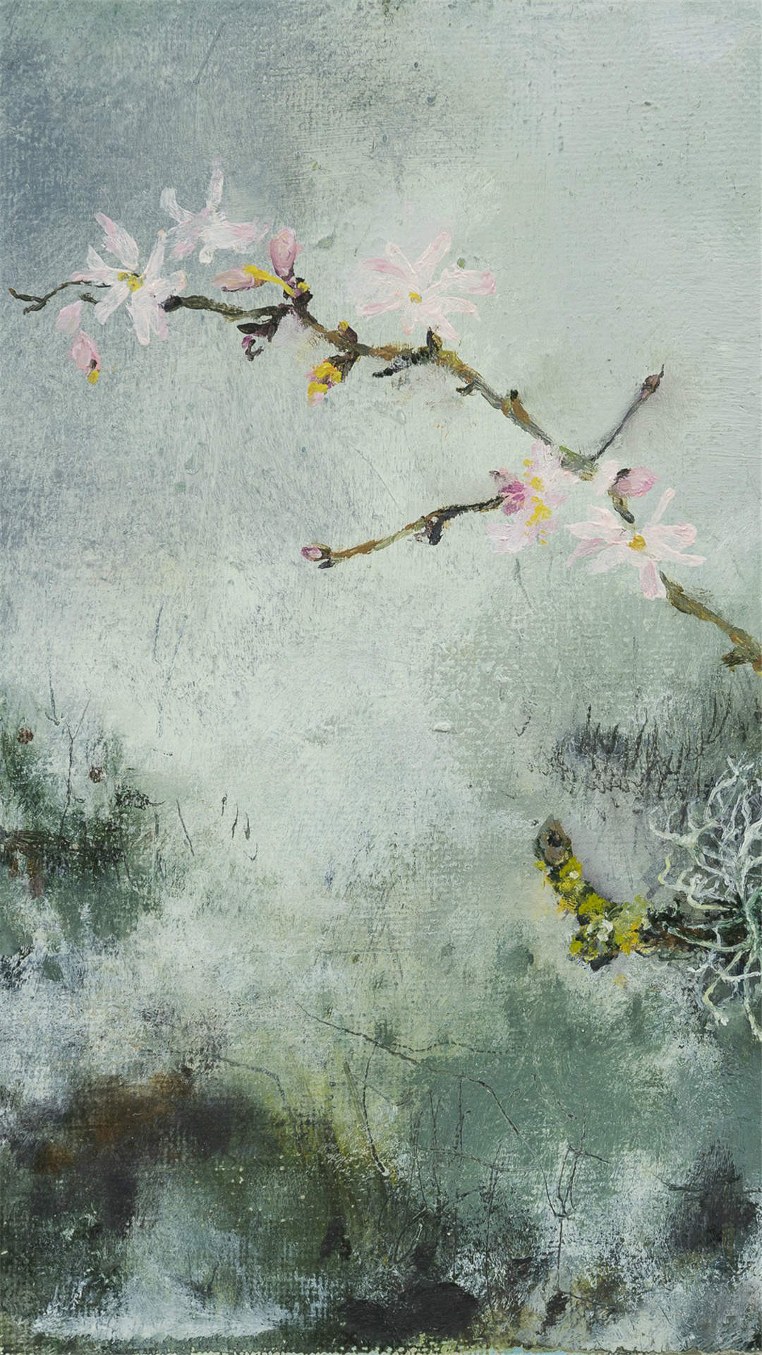 梅花油画抽象艺术高清手机壁纸图片