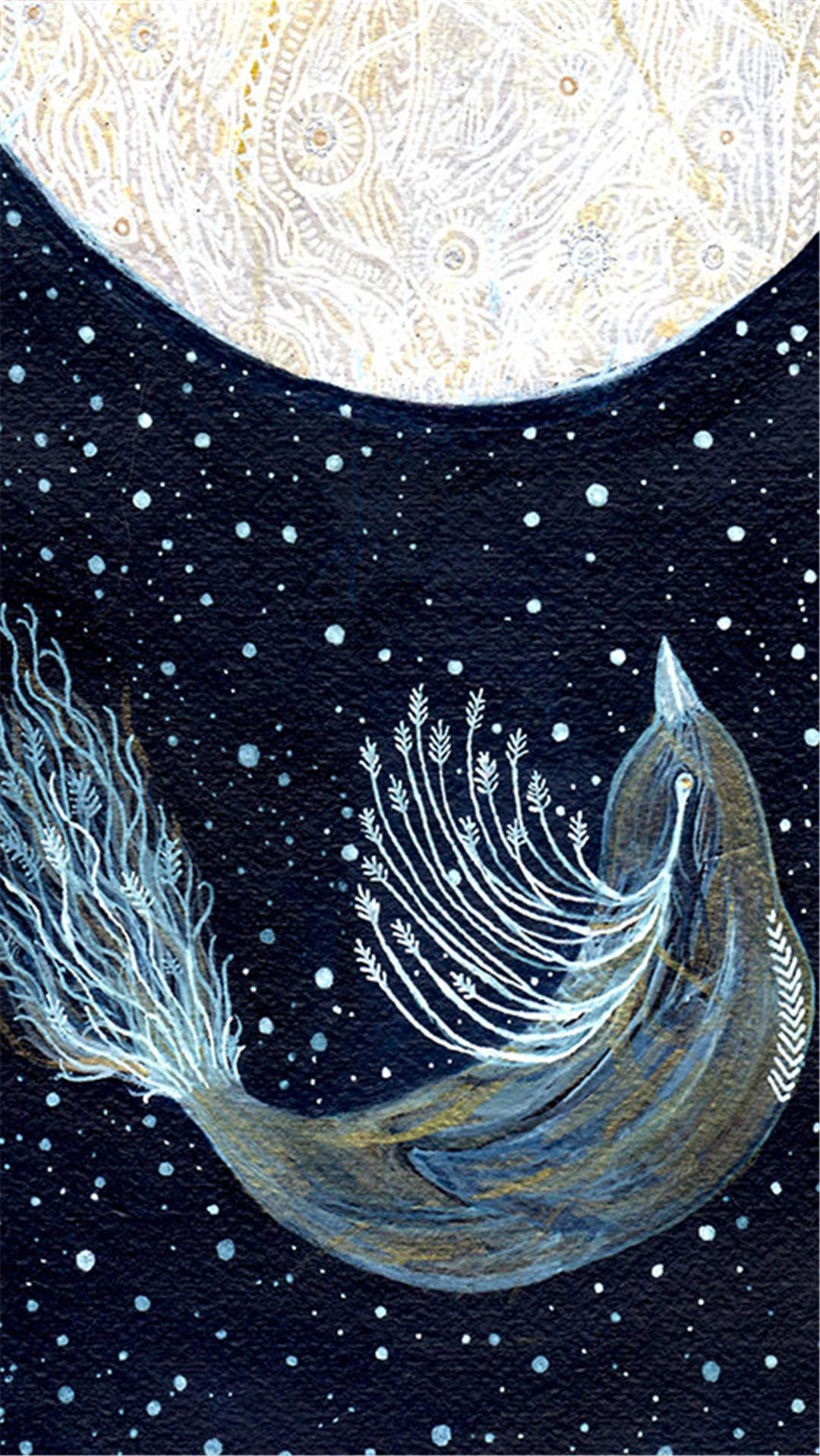 奇妙夜晚奇幻儿童插画手机壁纸图片