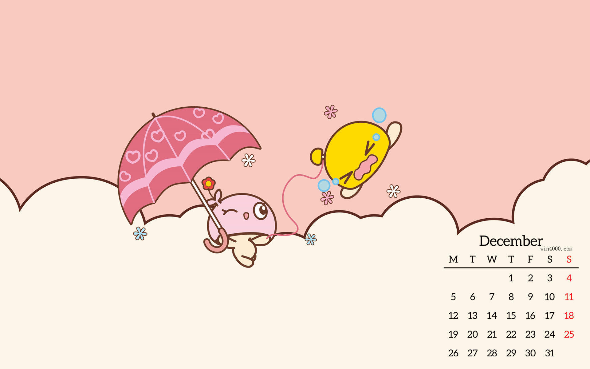 甜蜜情侣手绘插画高清手机壁纸图片