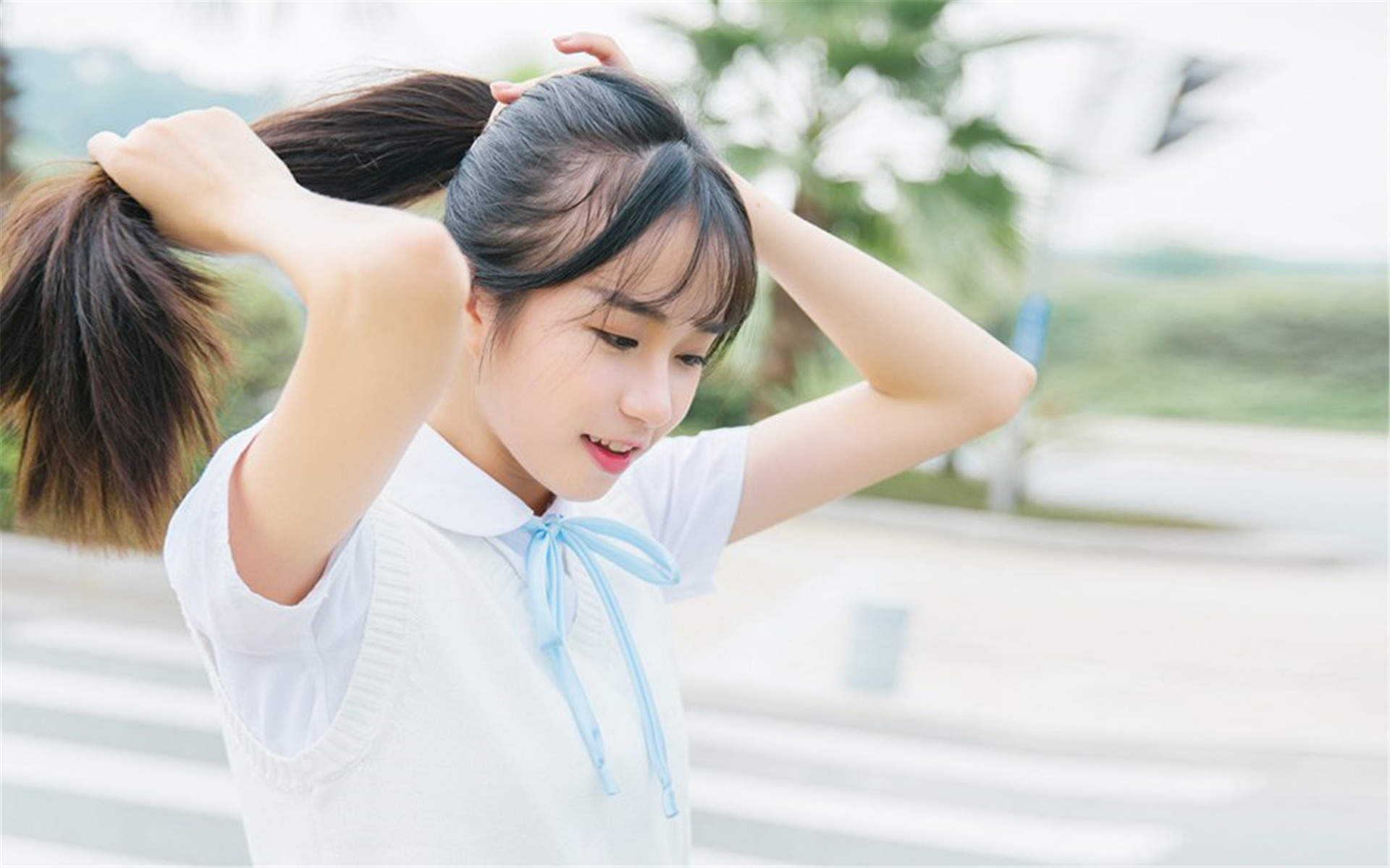 高清校花90后可爱清纯学生妹高清桌面壁纸图片