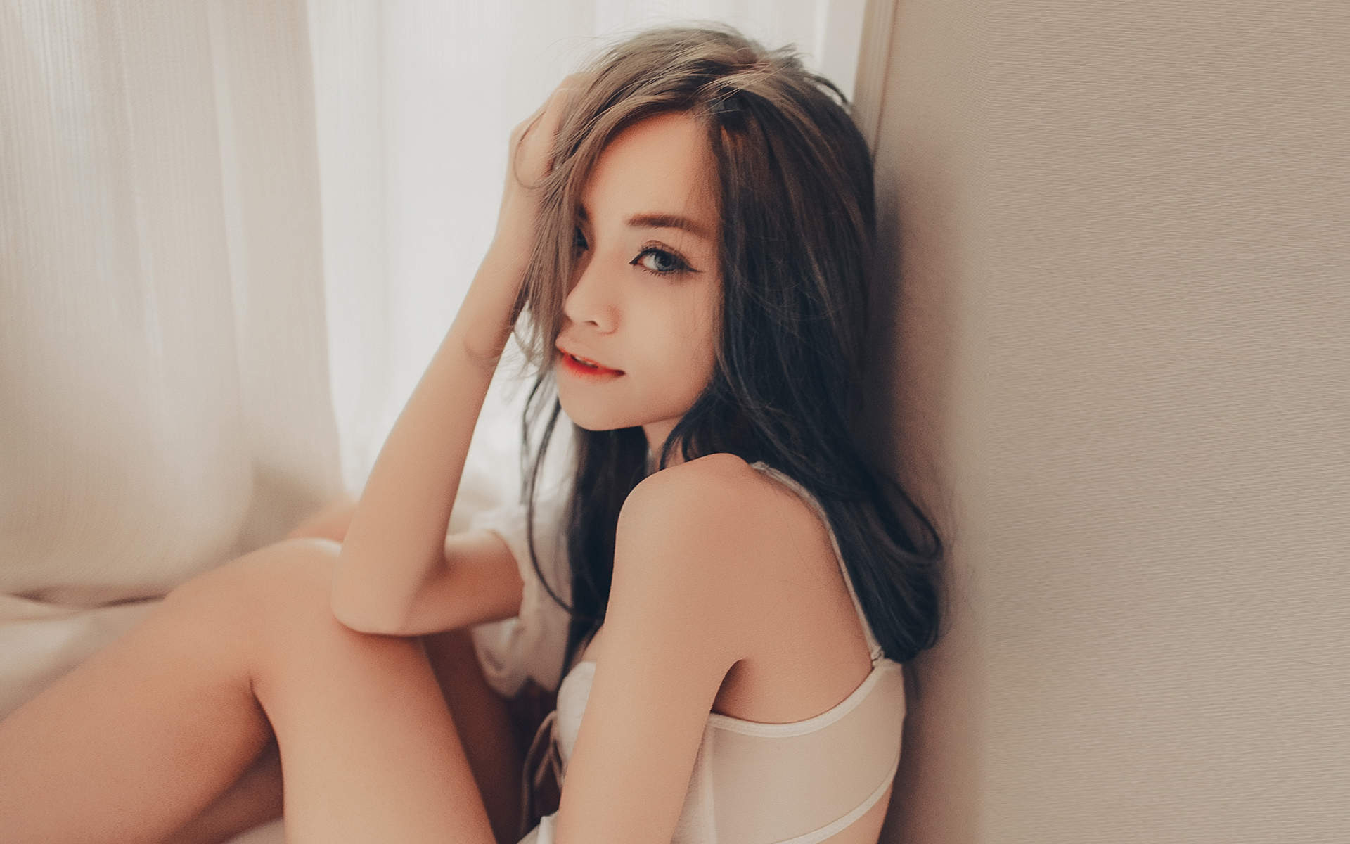 大陆女明星清新美女治愈系清纯唯美白皙高清桌面壁纸图片