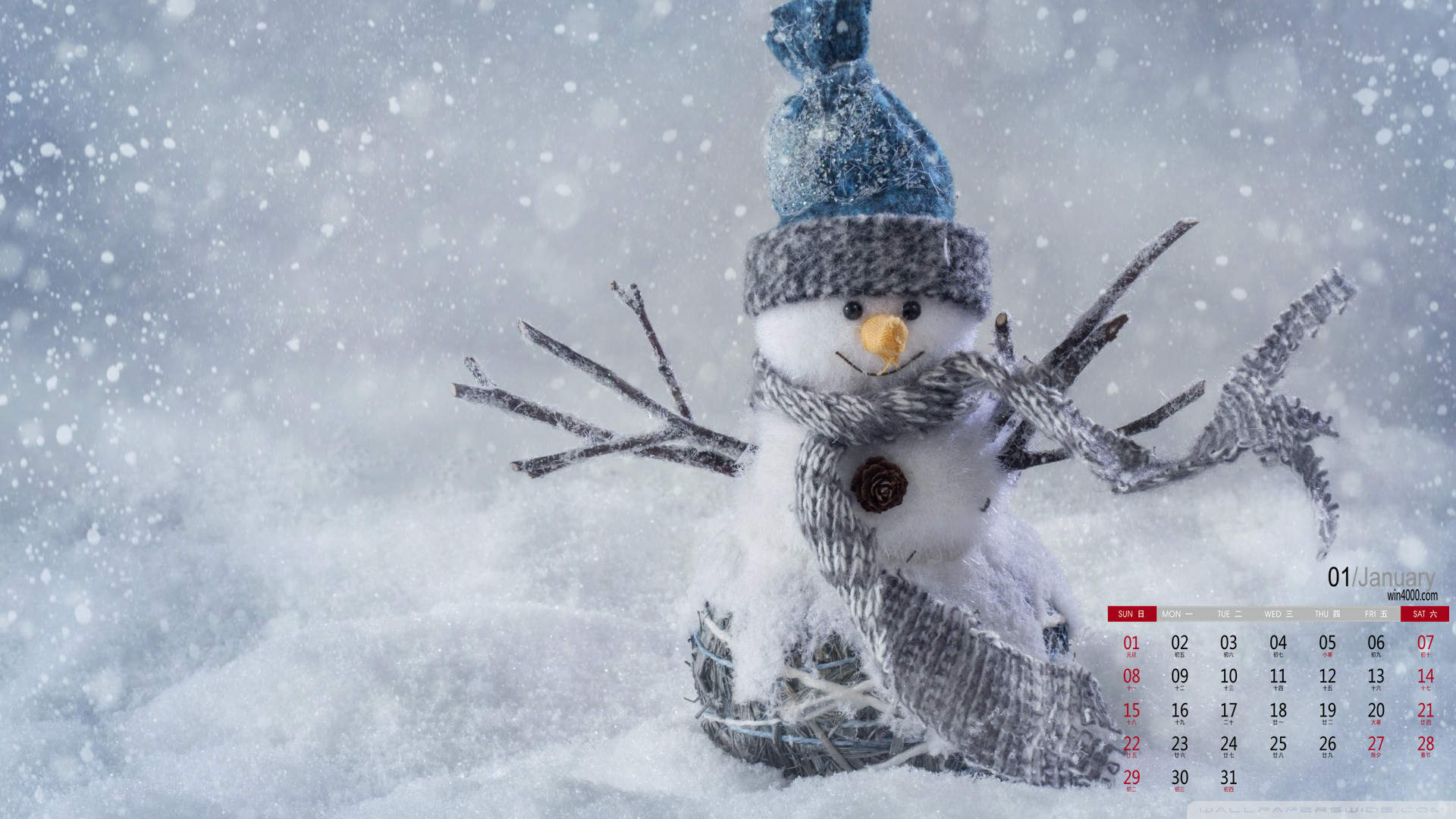 冬季可爱雪人图片手机壁纸图片