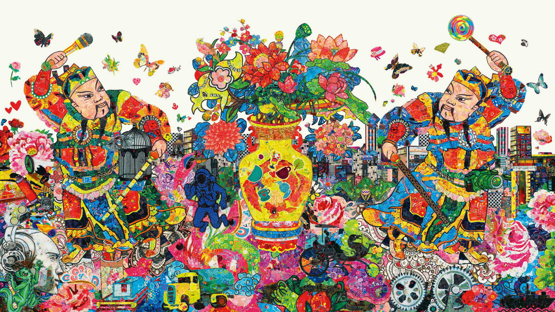 2017年鸡年春节年画图片桌面壁纸图片