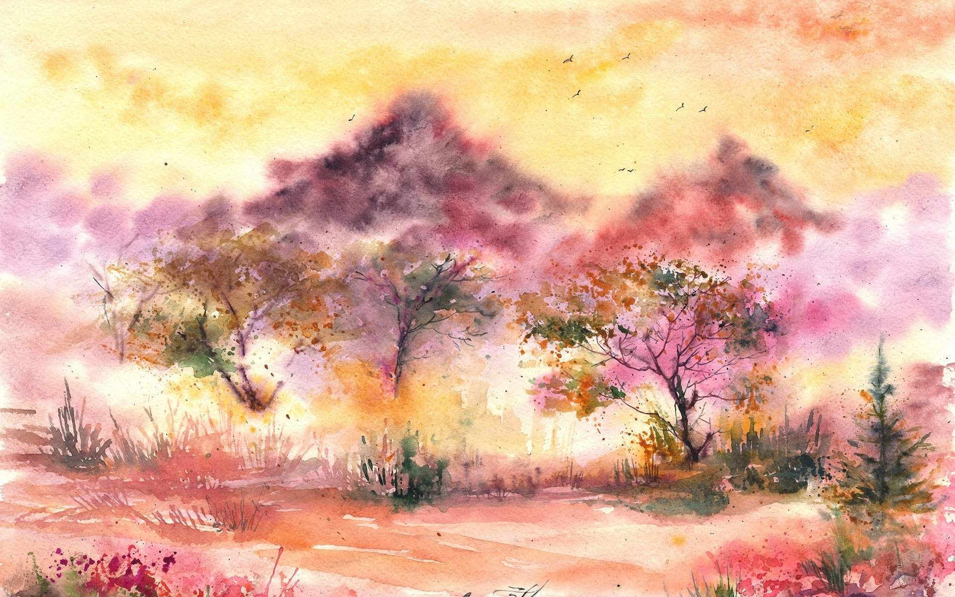 植物水彩艺术插画手机壁纸图片