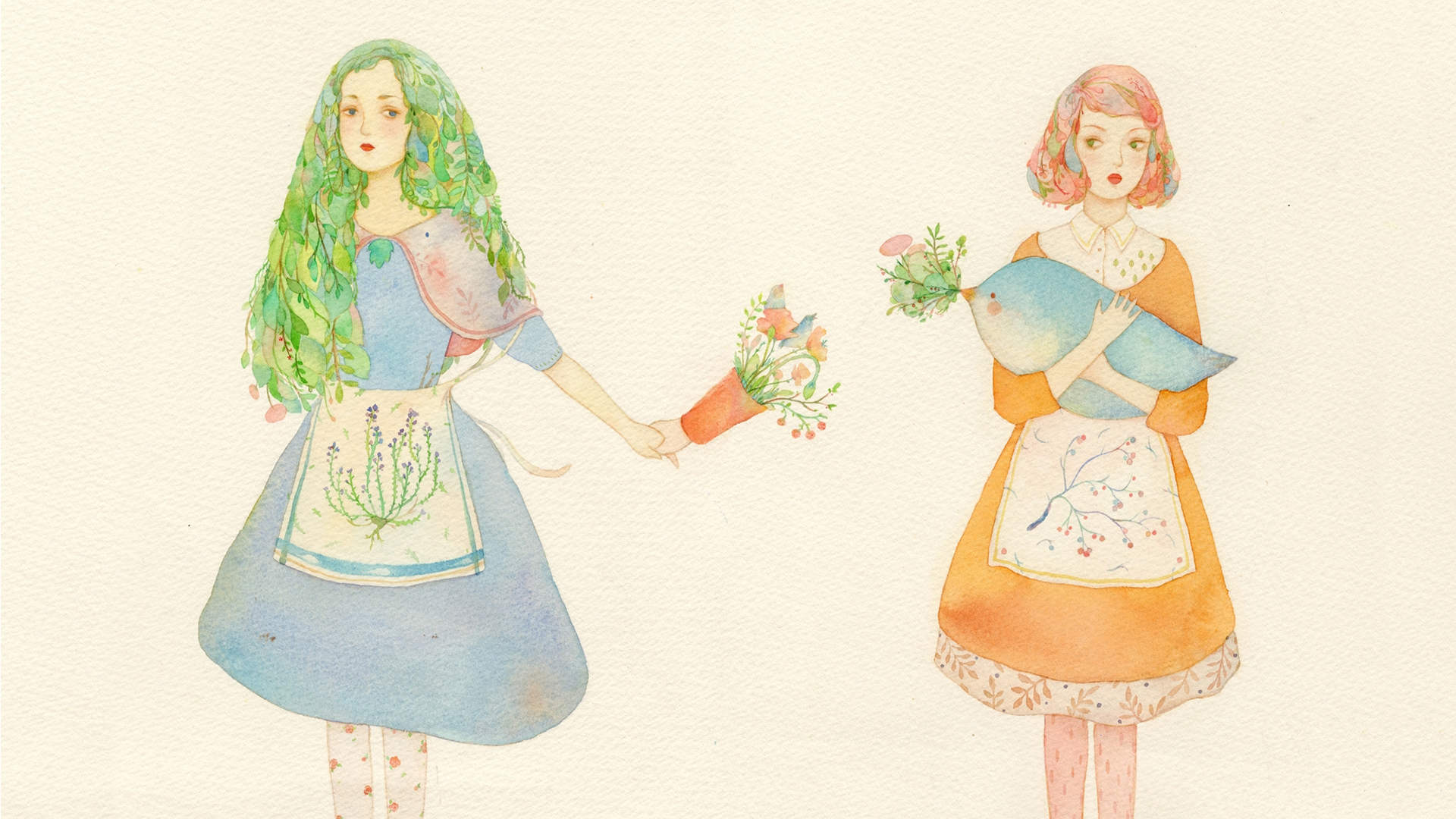 度薇年水彩手绘花环小清新插画图片图片