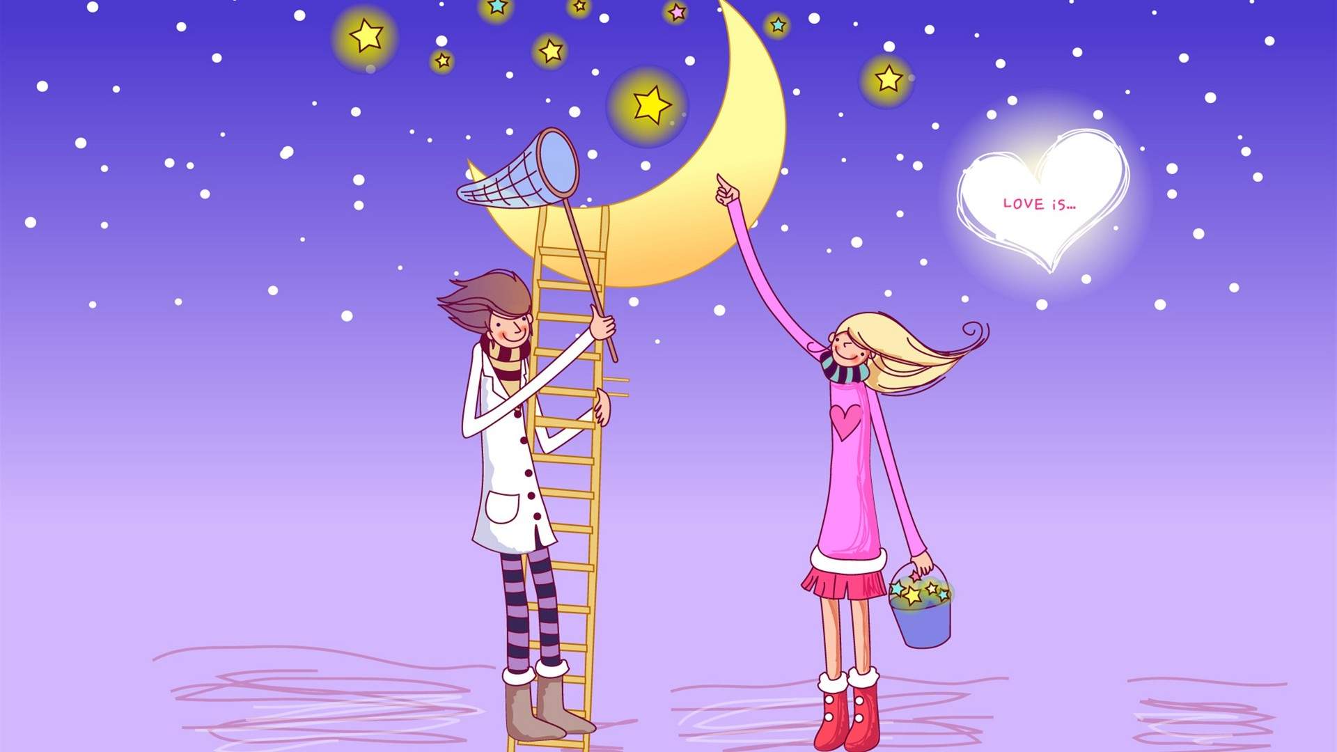 唯美七夕插画桌面壁纸图片