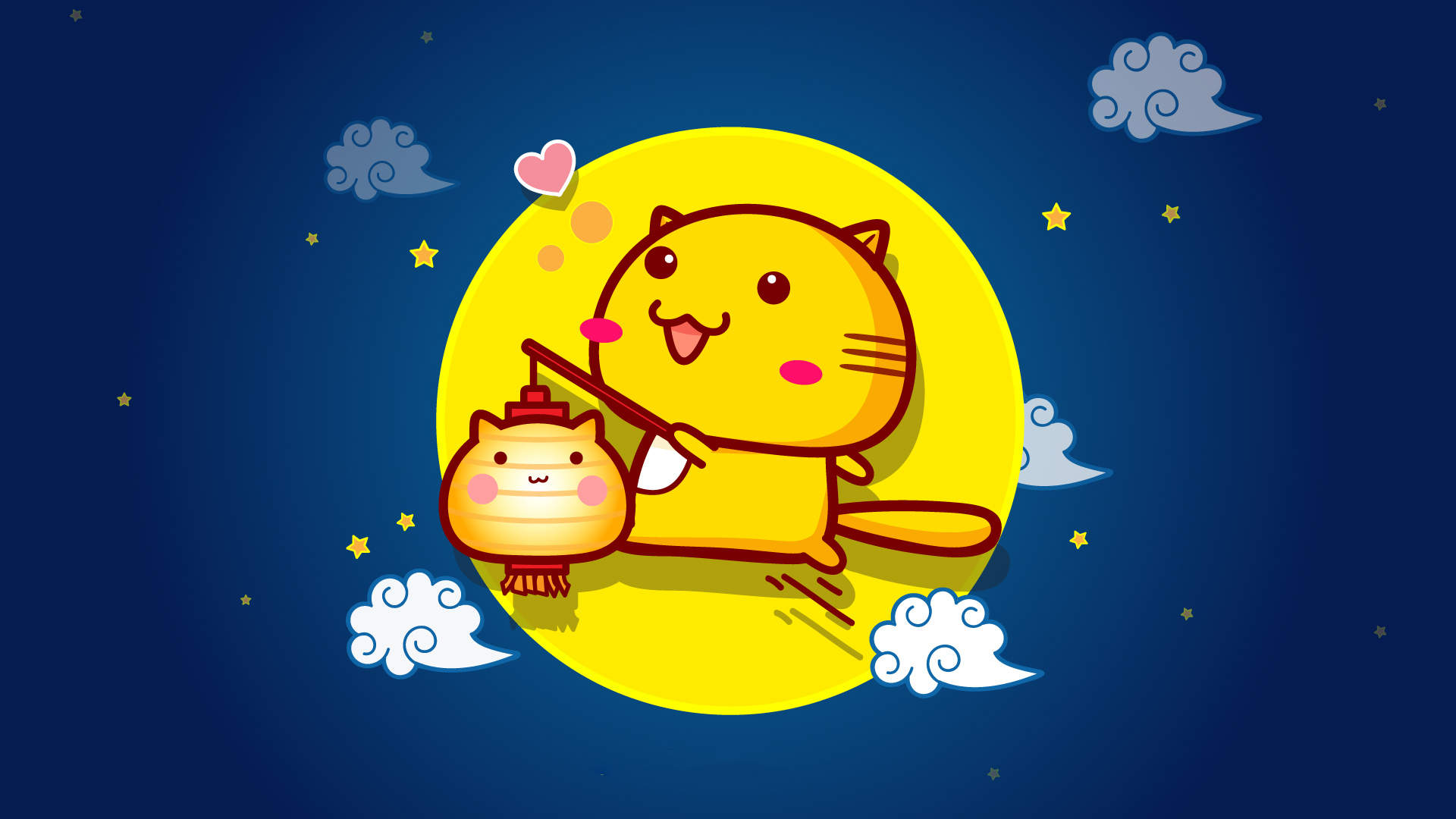 可爱卡通哈咪猫中秋节高清壁纸图片