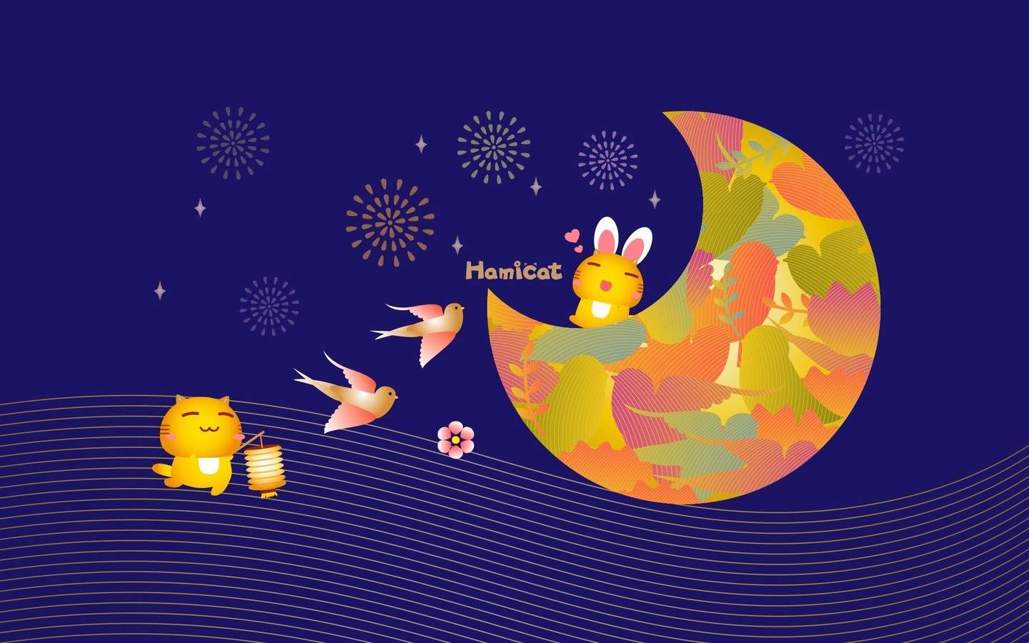 可爱卡通哈咪猫中秋节高清壁纸图片