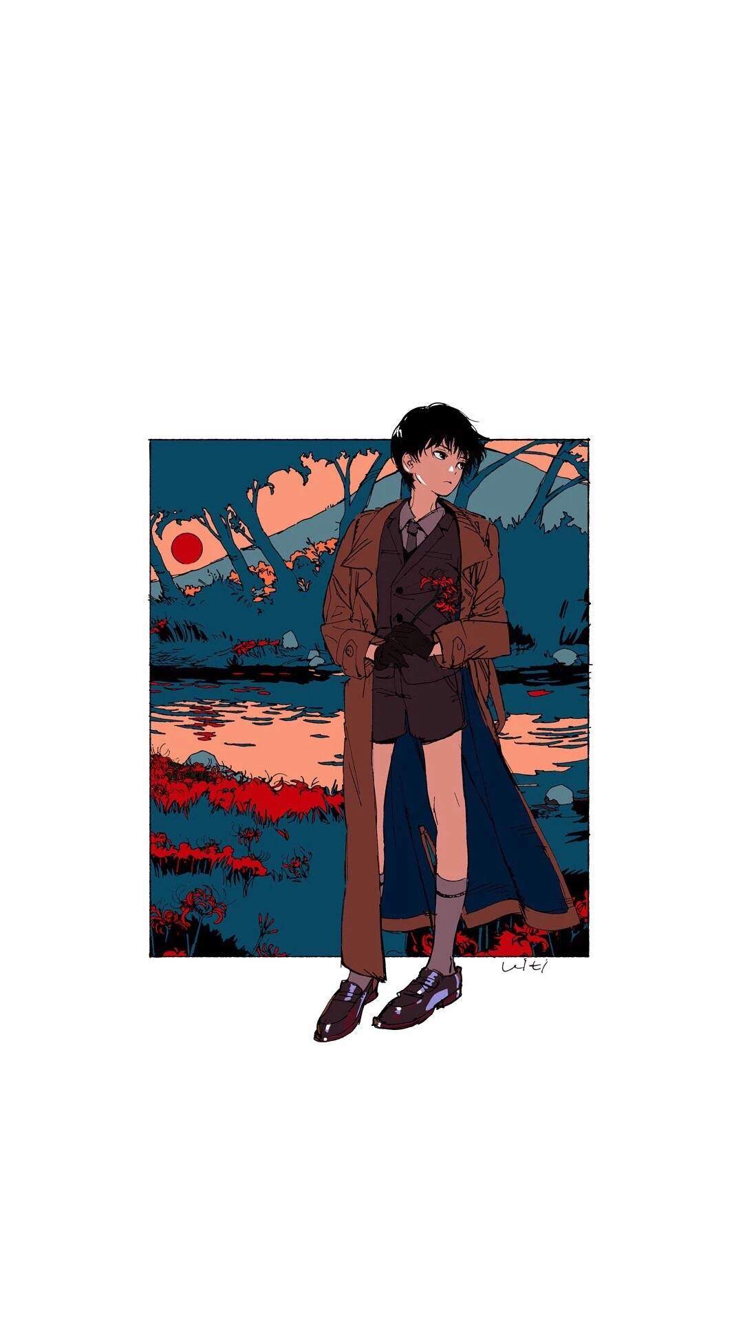 唯美卡通人物插画高清手机壁纸图片