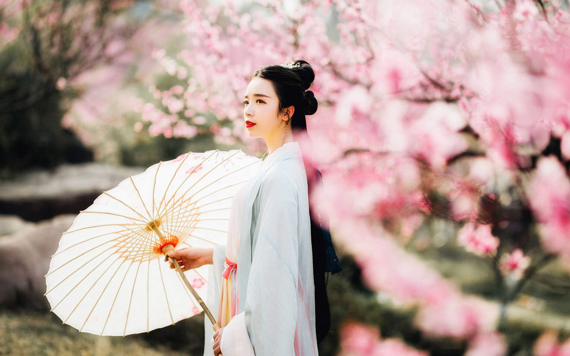 花树下的汉服美女清纯靓丽如花似玉写真图片图片