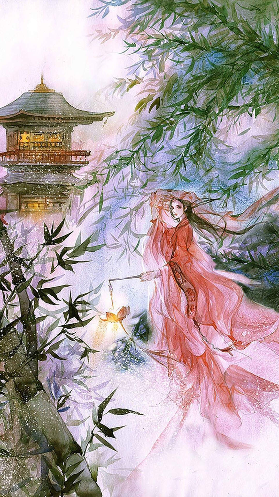 唯美古典中国风美女手绘高清手机壁纸图片