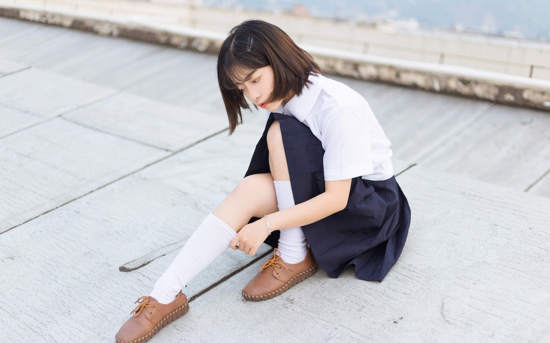 高清校花05后甜美清纯学生妹唯美街拍写真高清壁纸图片