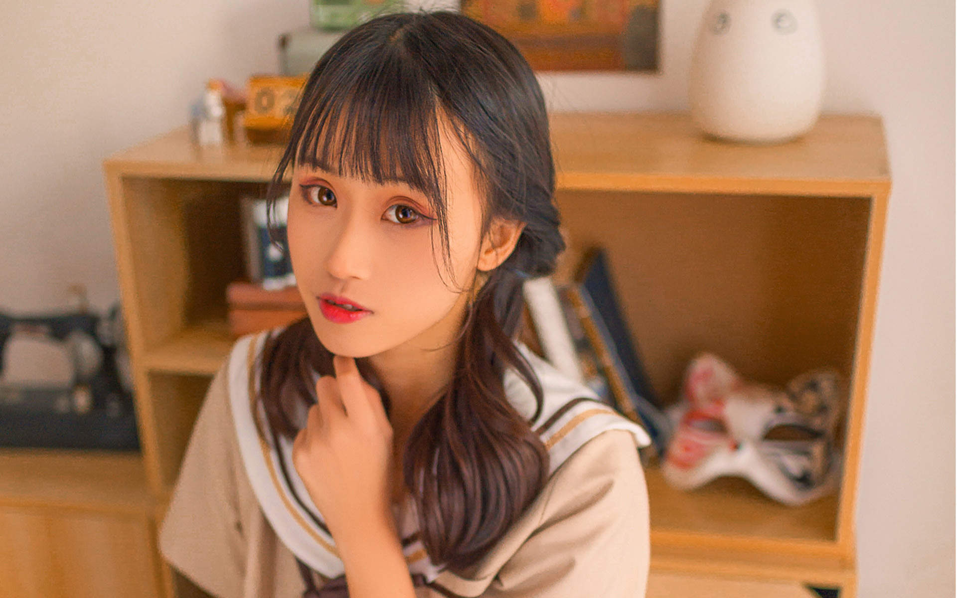 高清校花90后可爱清纯学生妹高清桌面壁纸图片