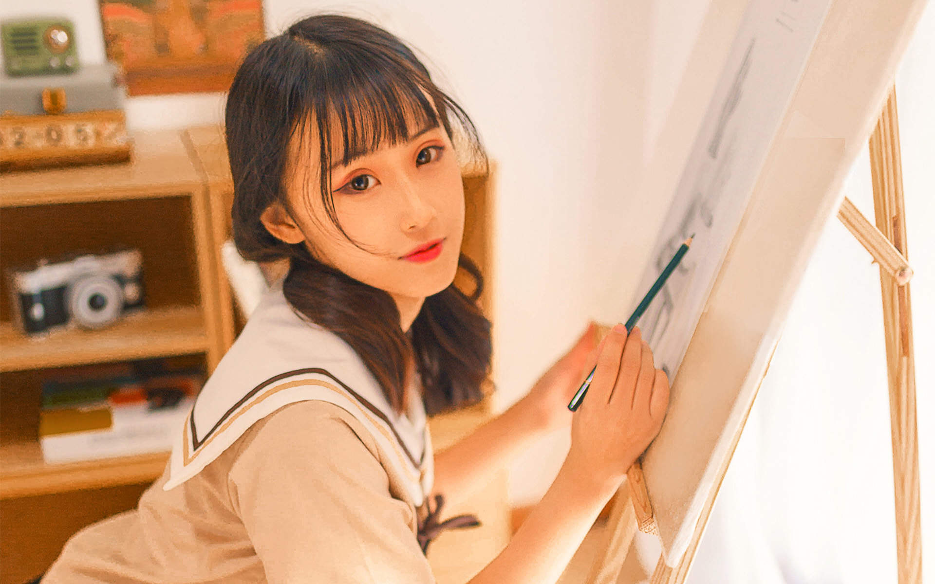高清校花90后可爱清纯学生妹高清桌面壁纸图片