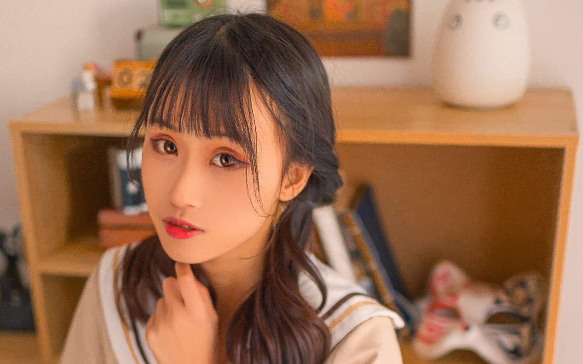 高清校花90后可爱清纯学生妹高清桌面壁纸图片