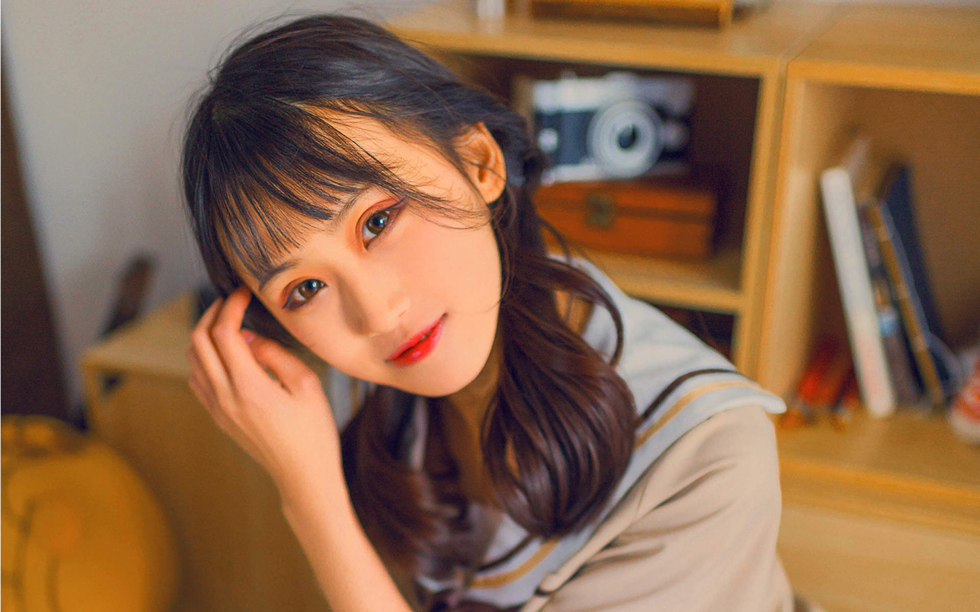 高清校花90后可爱清纯学生妹高清桌面壁纸图片