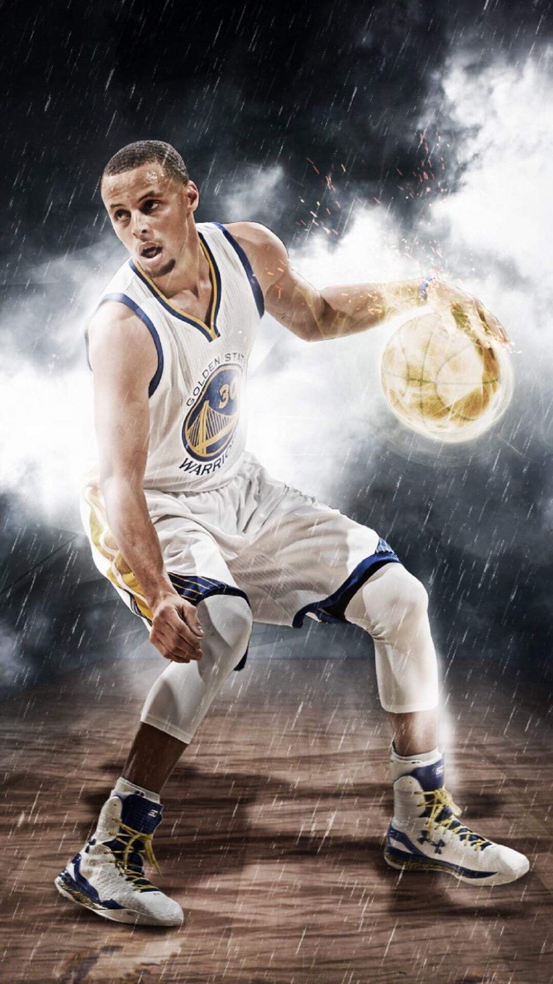 NBA巨星库里创意手绘高清手机壁纸图片