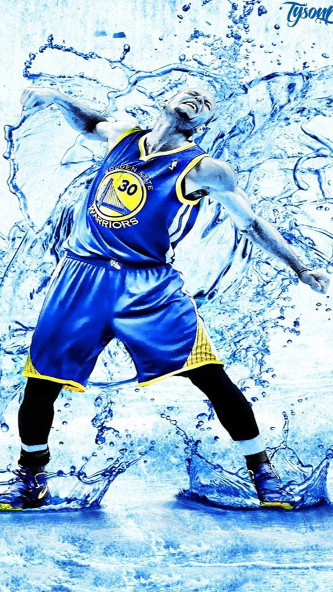 NBA巨星库里创意手绘高清手机壁纸图片