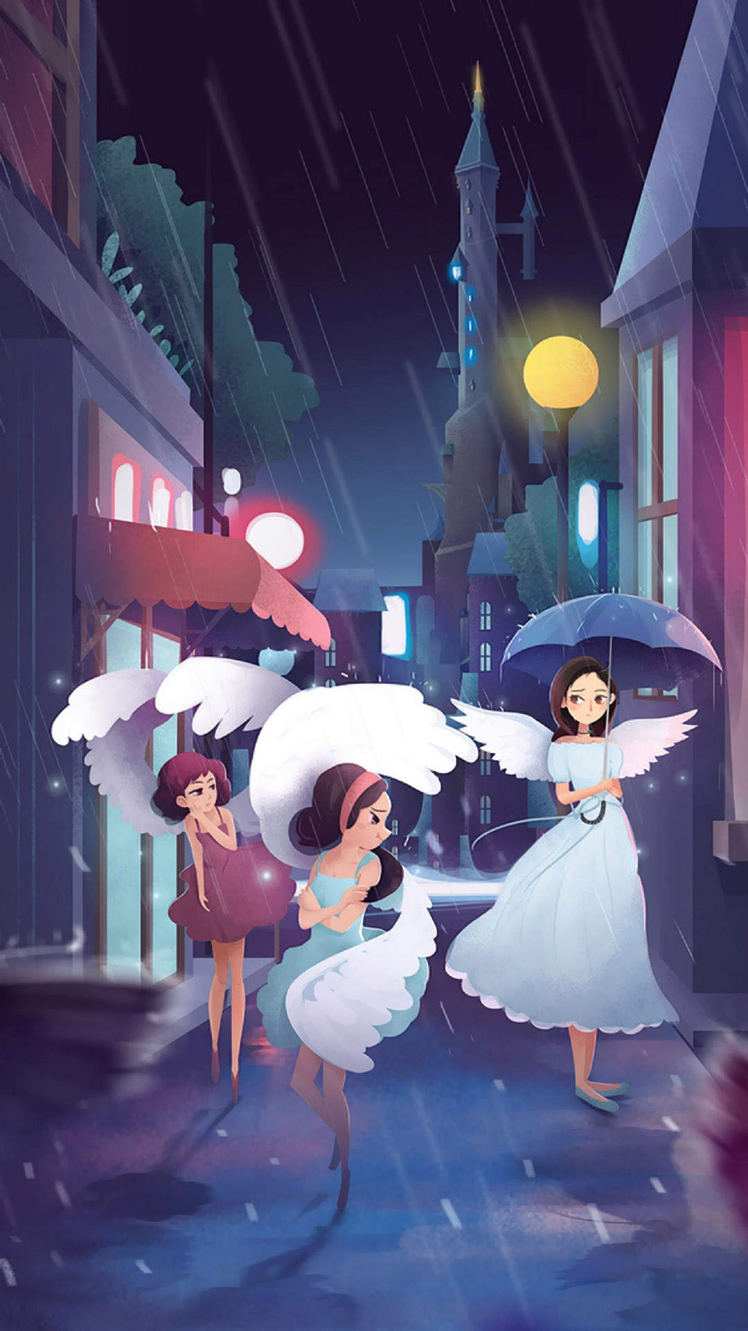 呆萌动漫人物插画高清手机壁纸图片