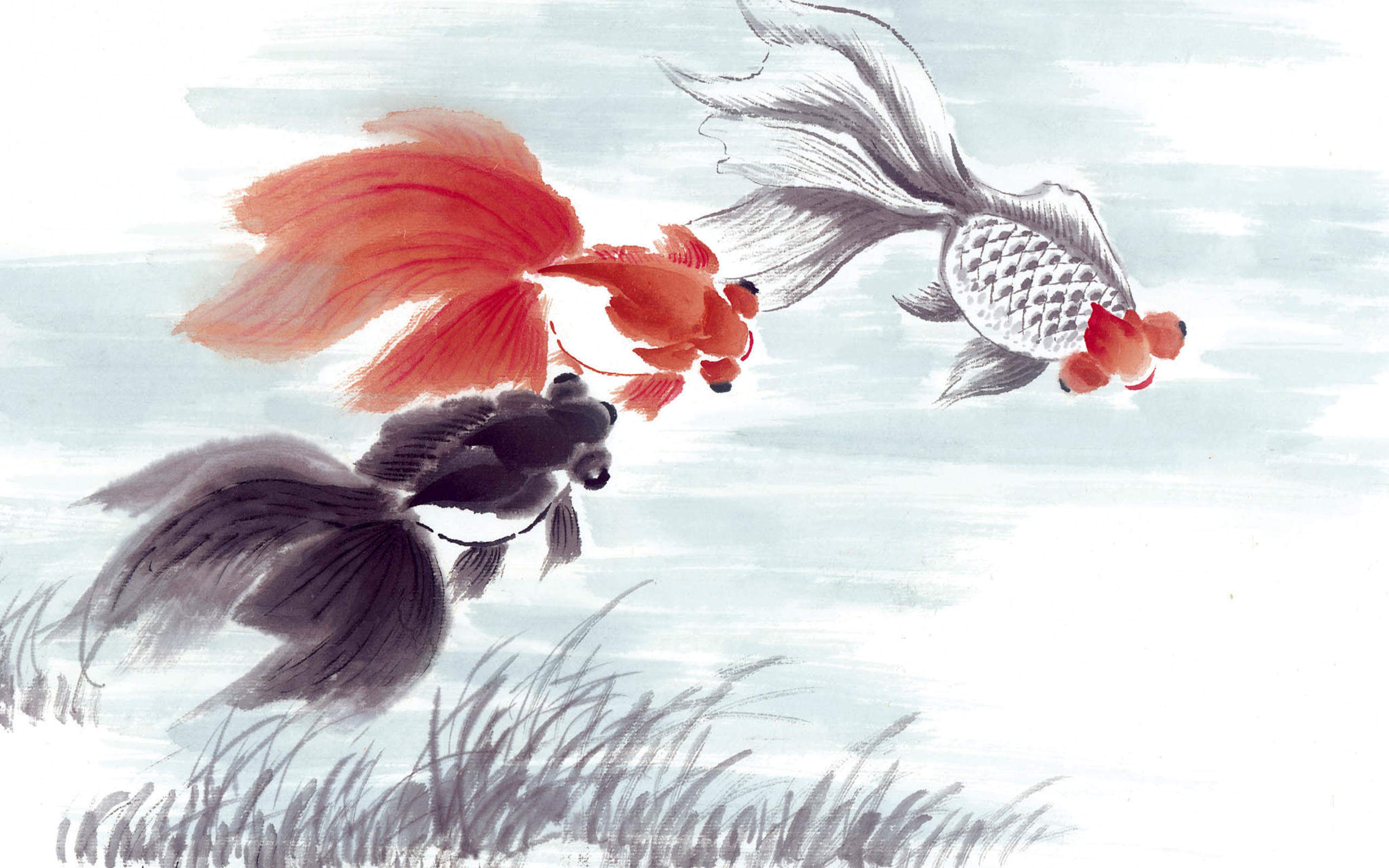锦鲤插画高清桌面壁纸图片图片