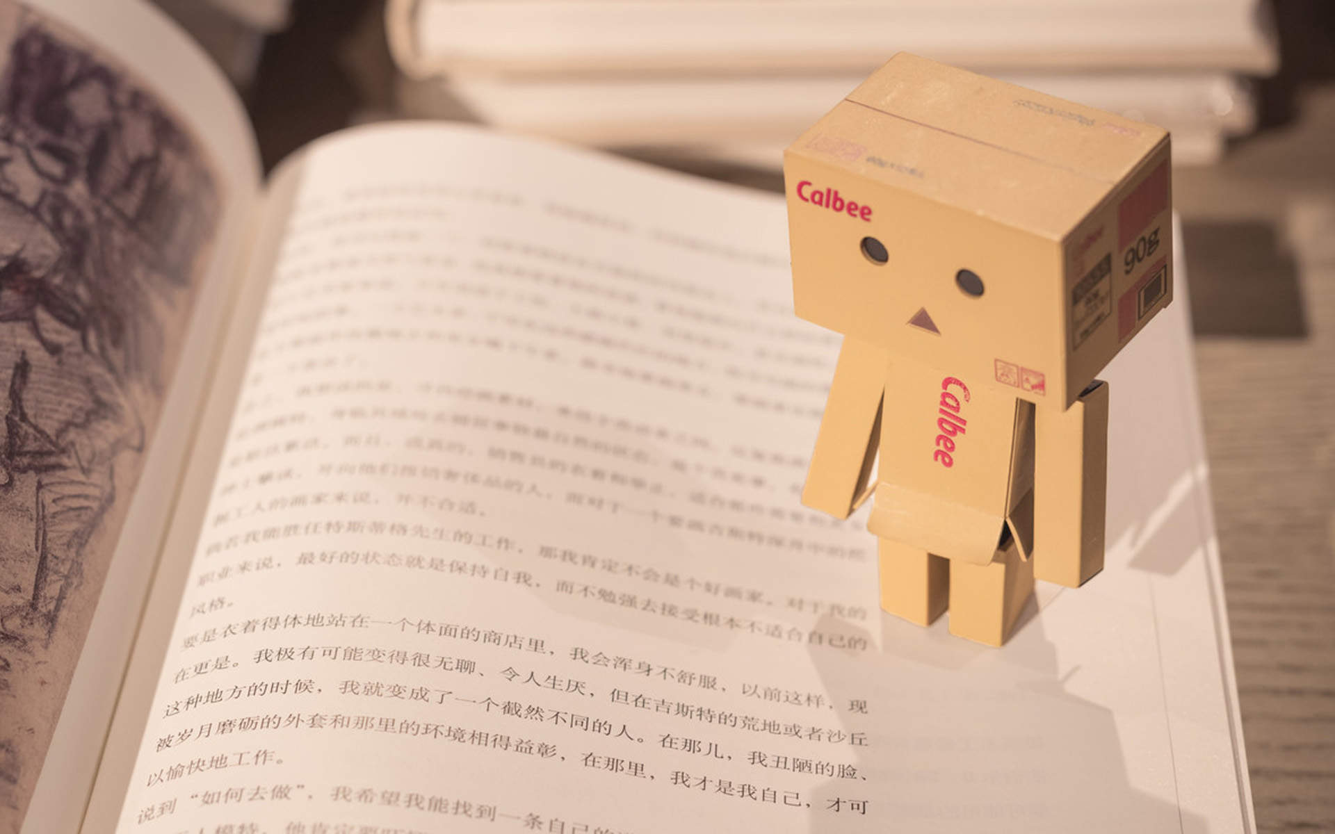 清新治愈的纸盒人文字手机壁纸图片