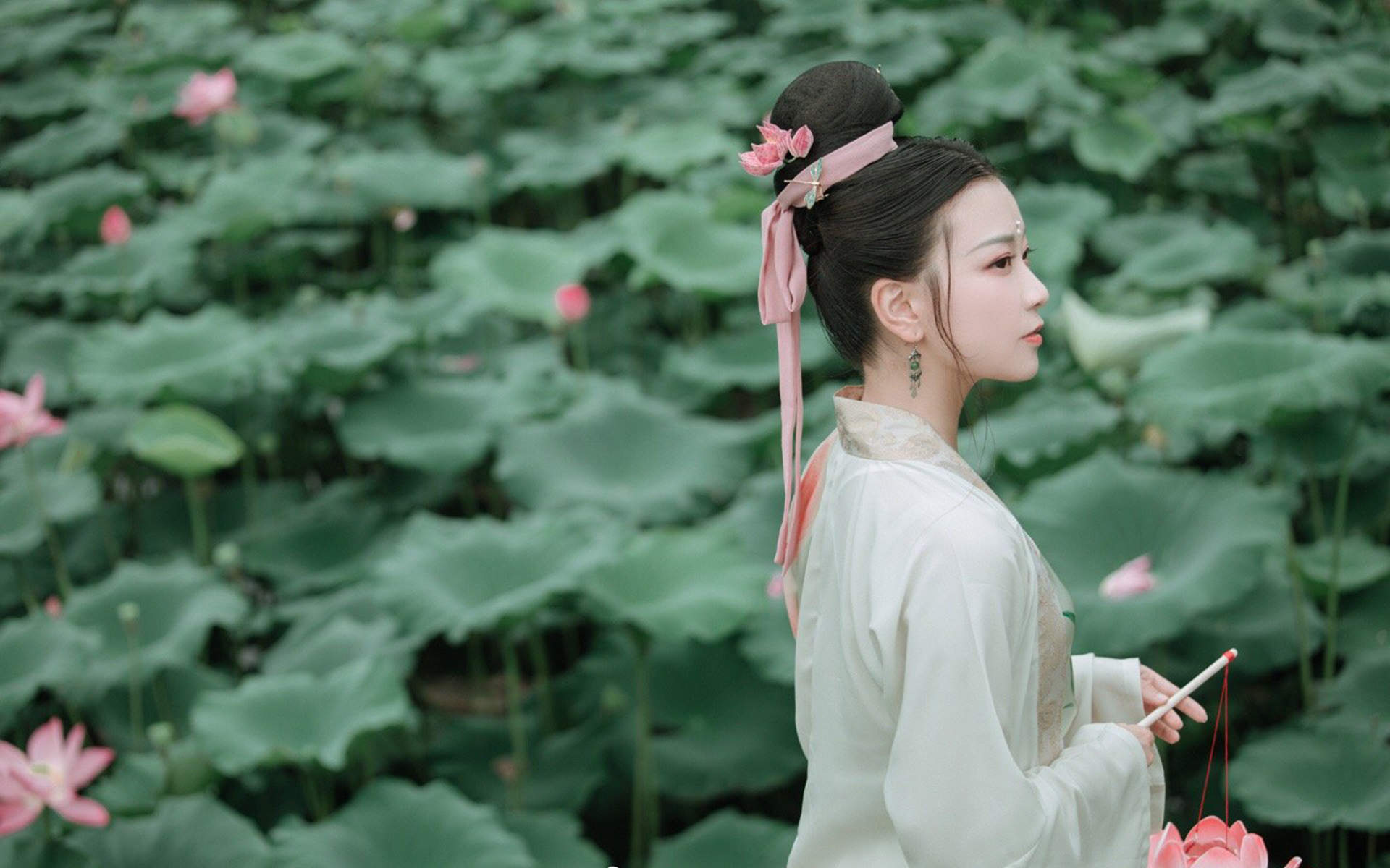 花树下的汉服美女清纯靓丽如花似玉写真图片图片
