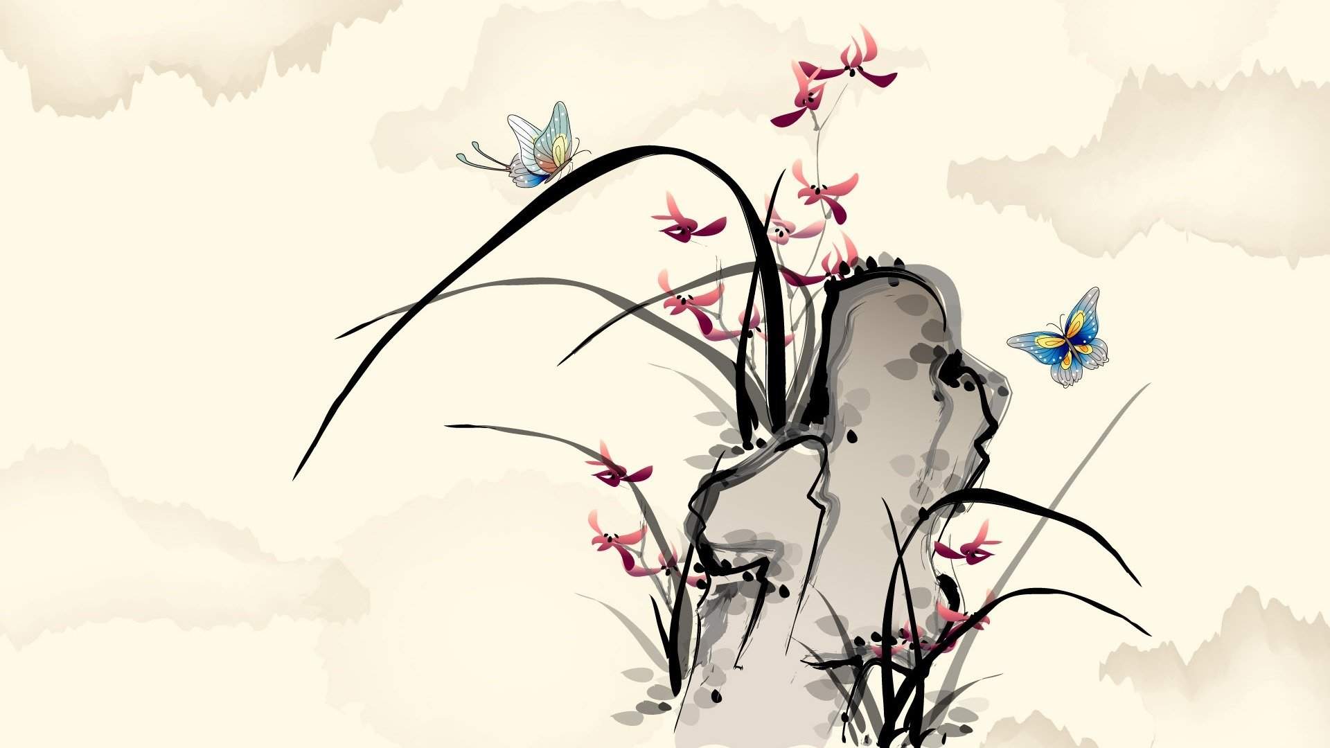 唯美古典中国风美女手绘高清手机壁纸图片