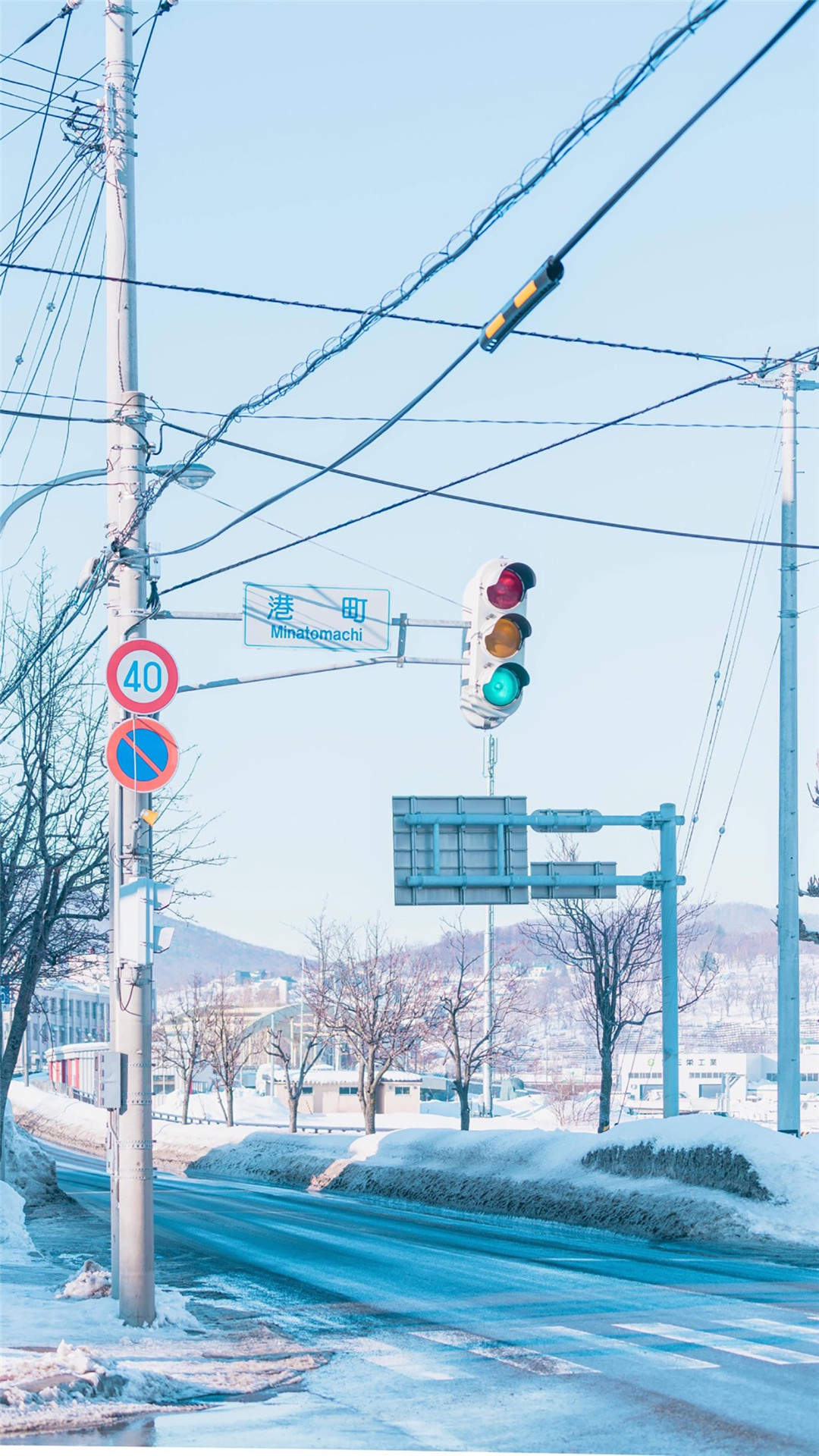 小清新冬日雪景唯美高清手机壁纸图片