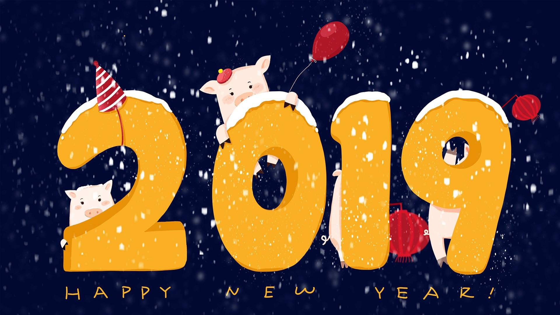 2019年猪年快乐创意桌面壁纸图片