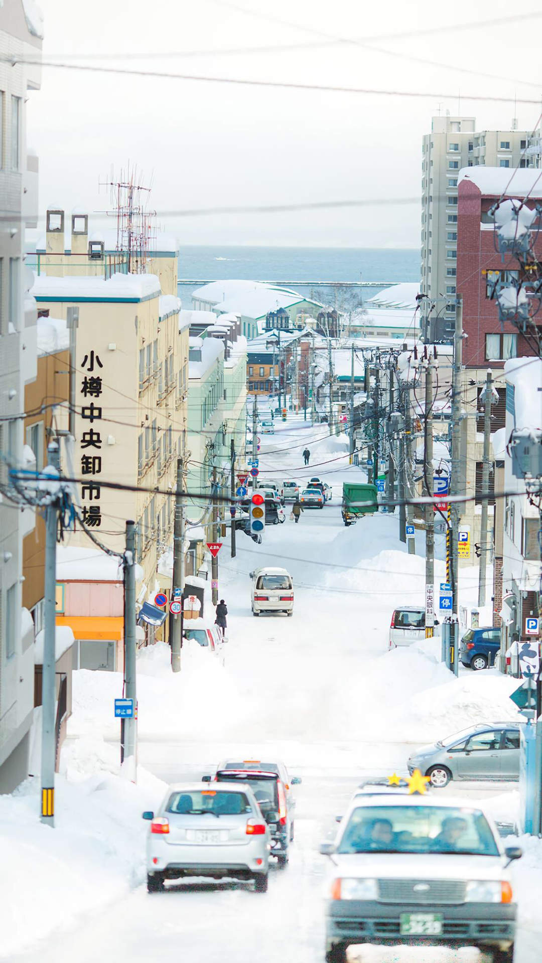 城市街道雪景图片高清手机壁纸图片