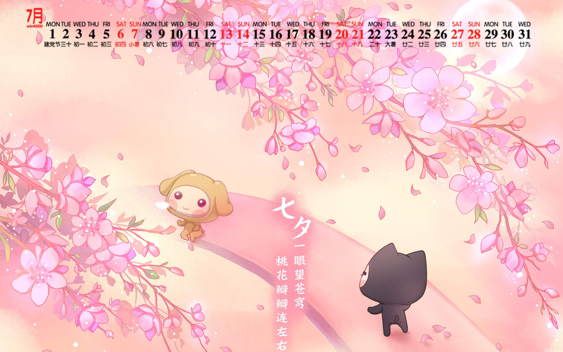 七夕甜美花朵静物唯美爱情电脑壁纸图片