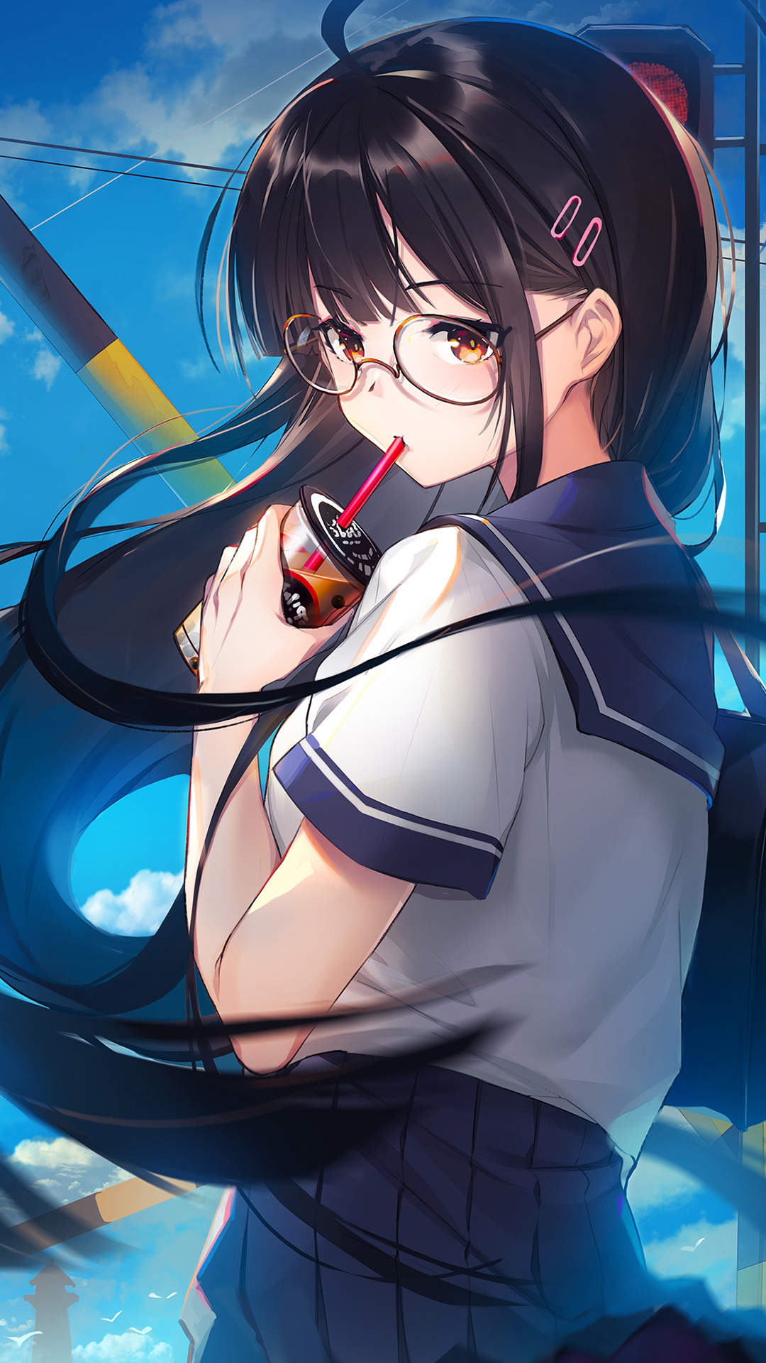 甜美治愈动漫少女手机壁纸图片