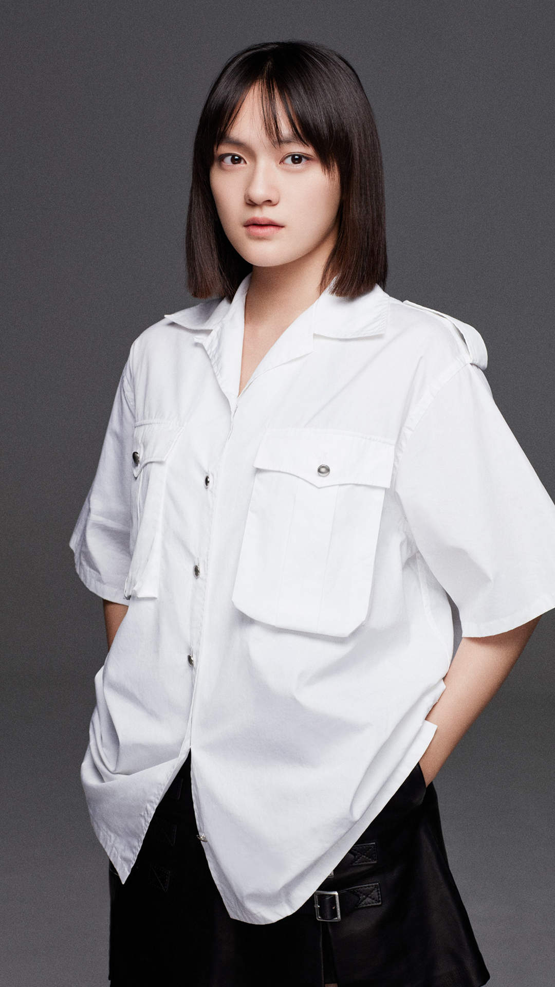 高清台湾美女文淇白色衬衣清新手机壁纸图片