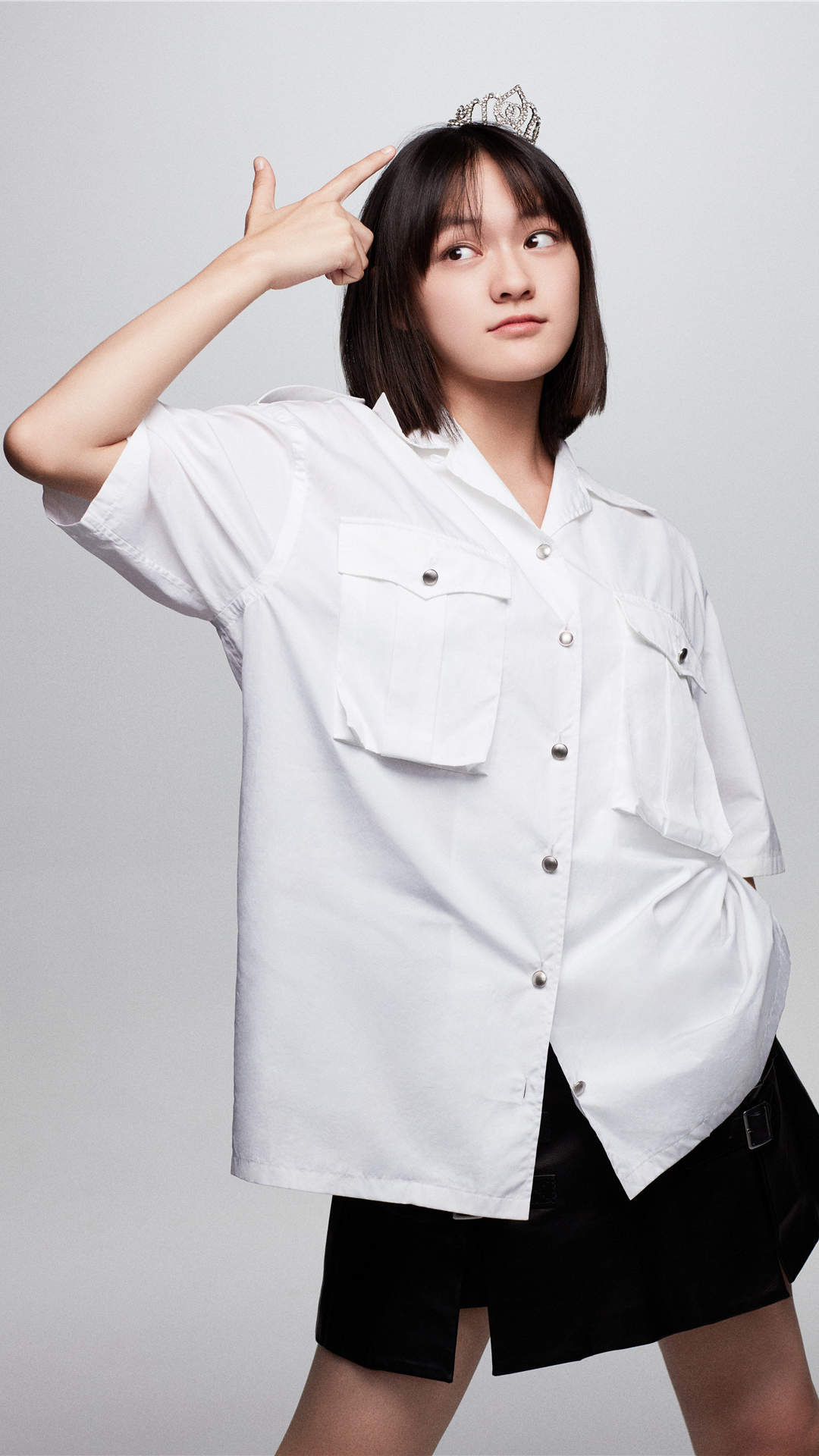 高清台湾美女文淇白色衬衣清新手机壁纸图片