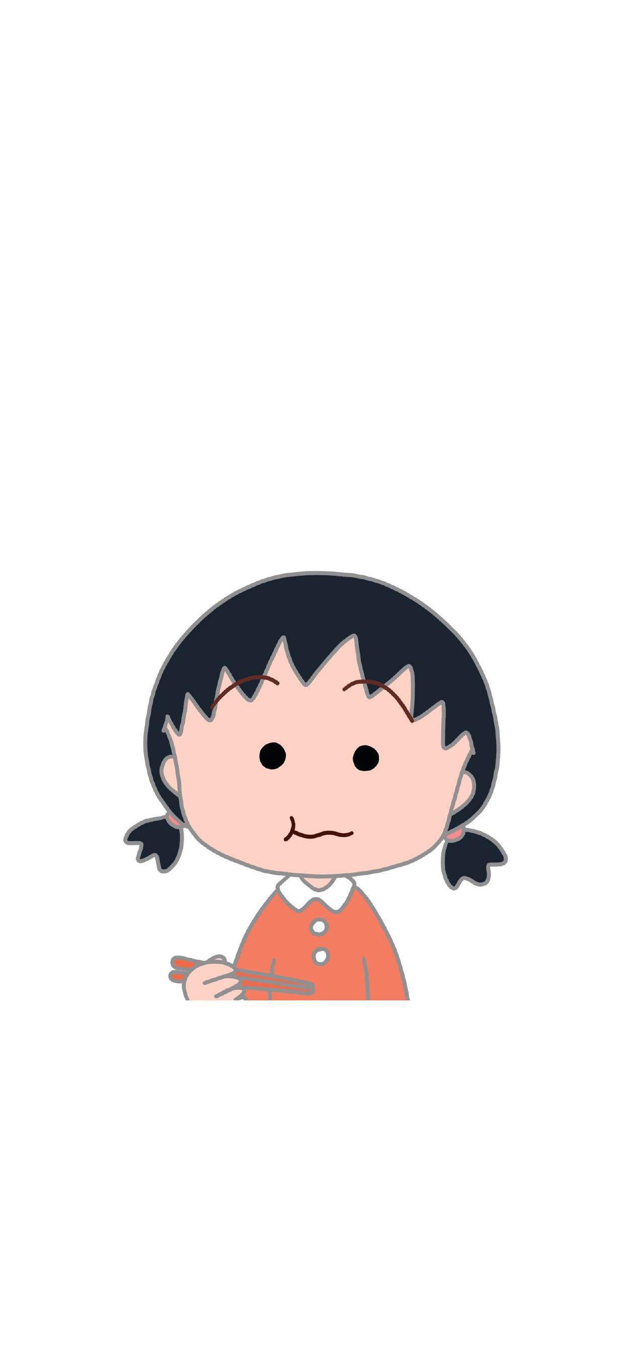 高清卡通人物樱桃小丸子全面屏手机壁纸图片